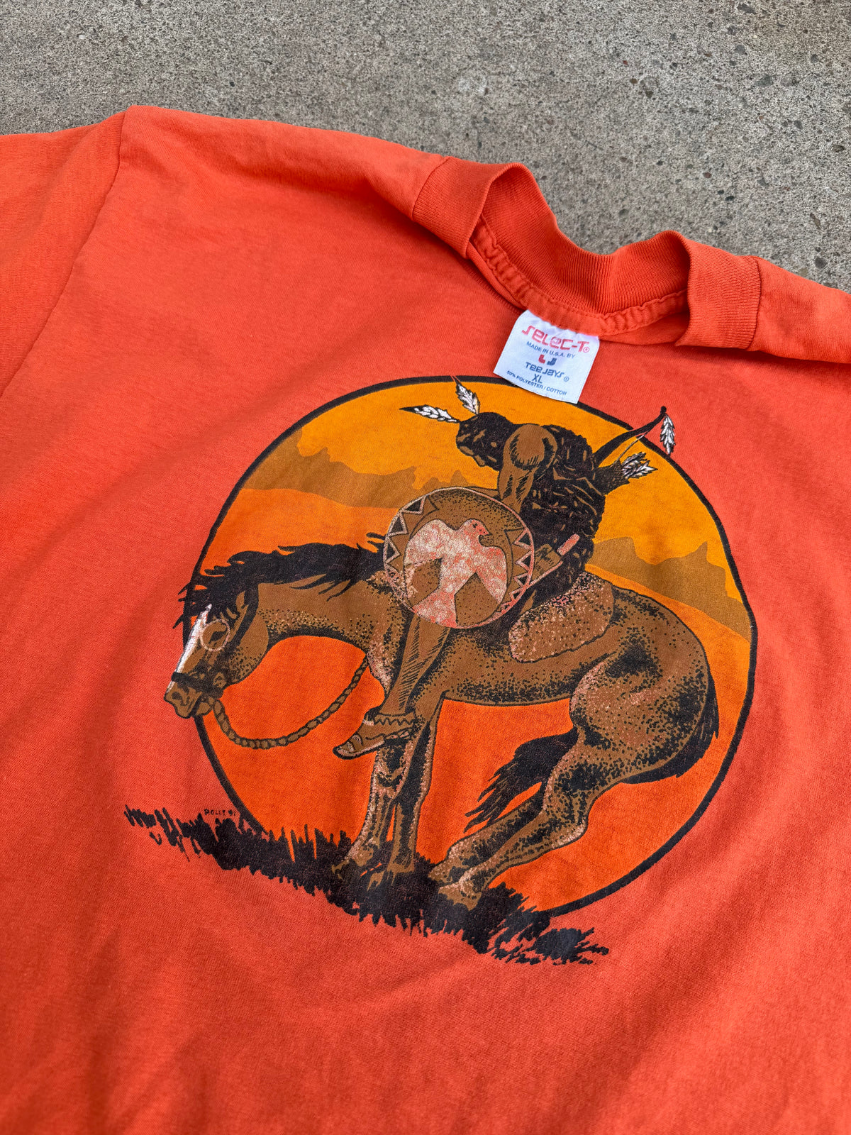 Vintage 90s Crazy Horse Orange tee size XL