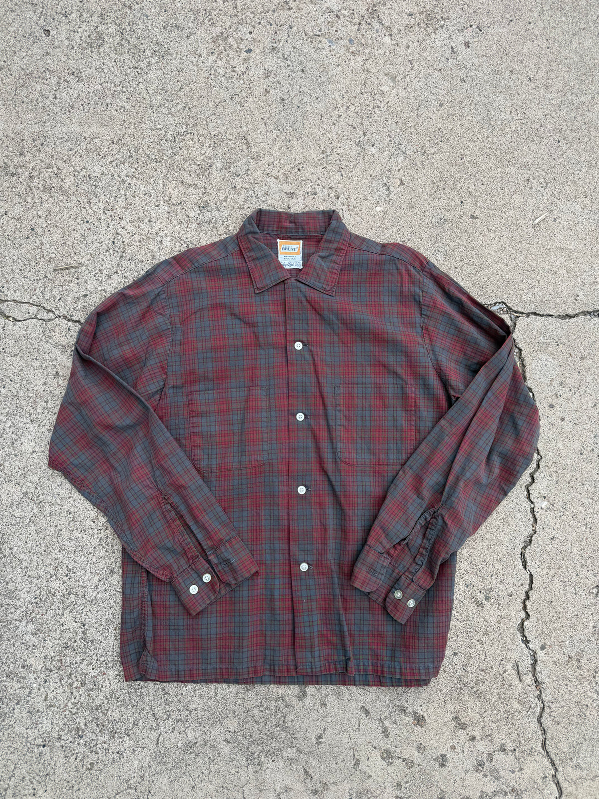 Vintage 50s/60s Golden Brent Plaid Button Down Sz Medium