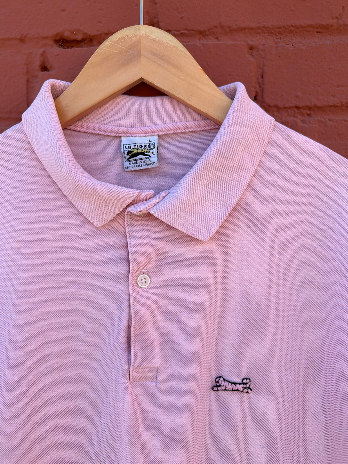 Vintage 80s Le Tigre Pink Polo size Lrg
