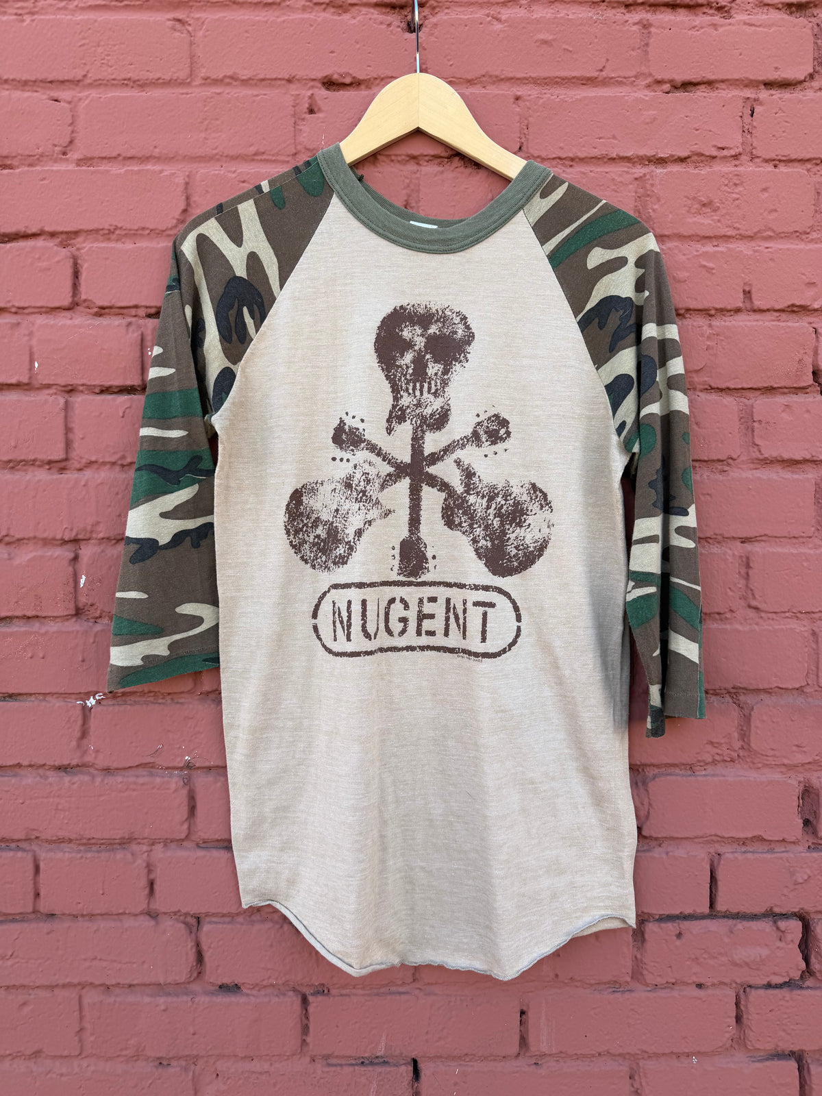 Vintage 80s Ted Nugent camo baseball tee sz Lrg