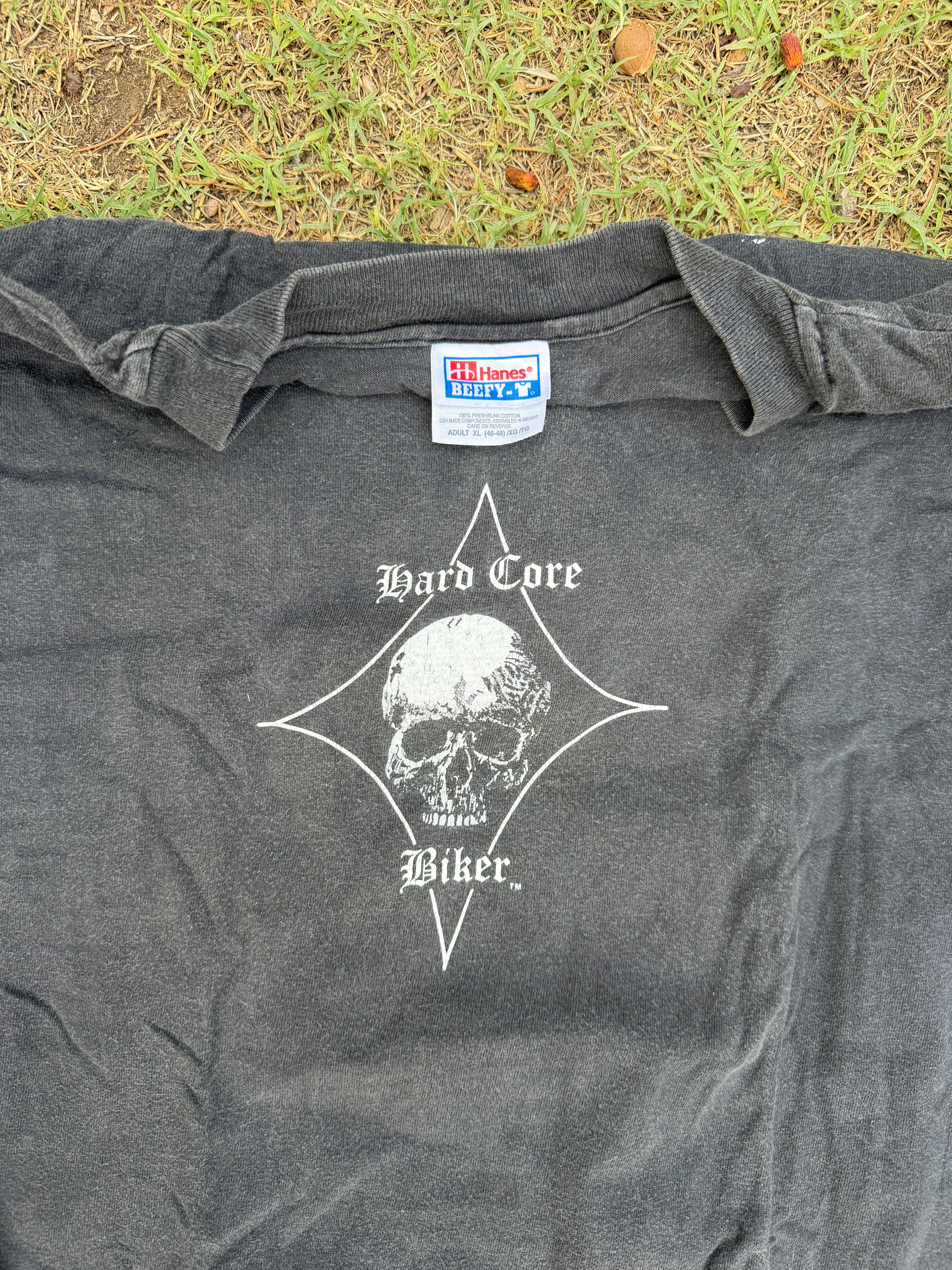 Vintage Hard Core Biker Skull Flames L/S tee