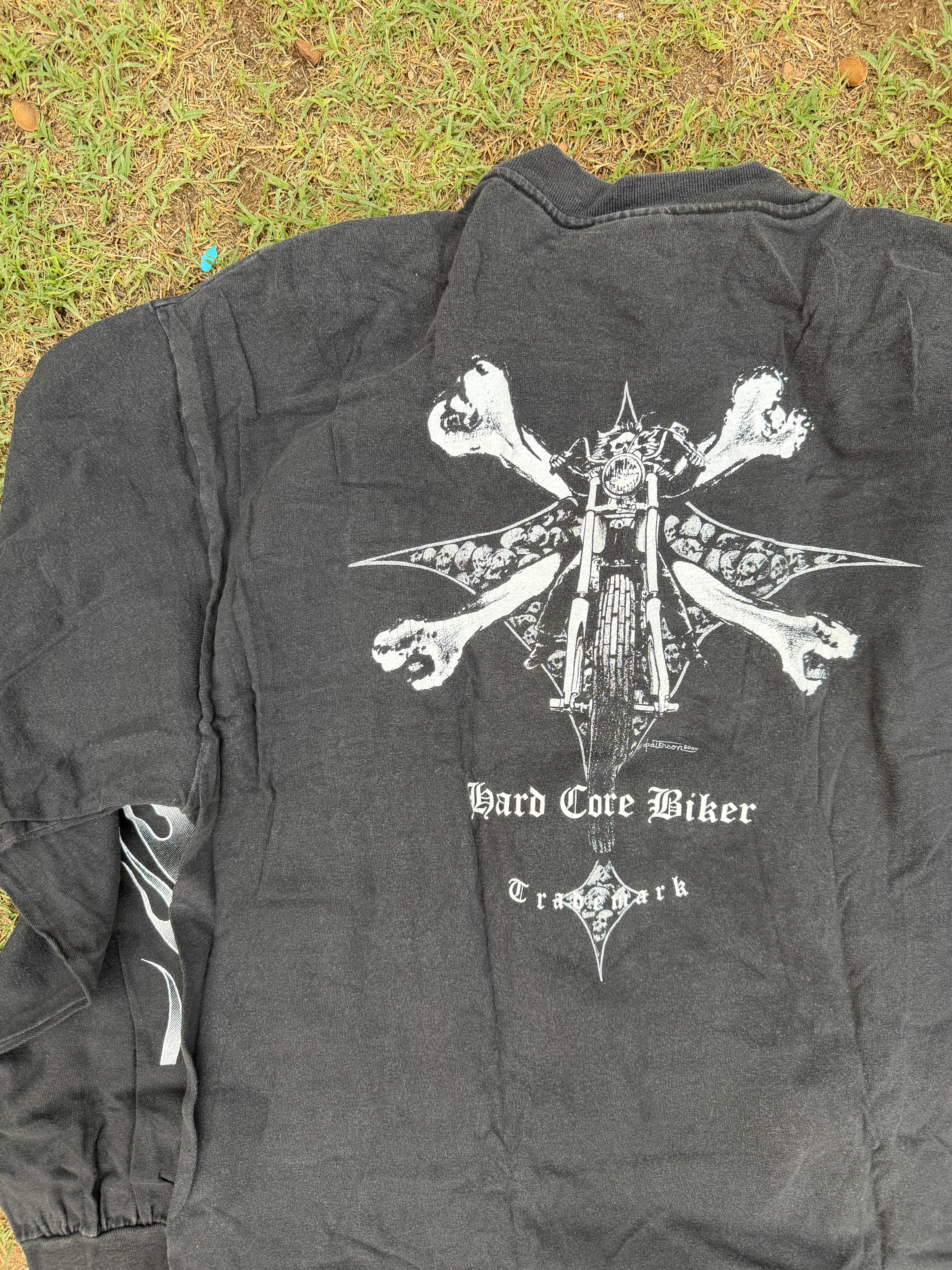 Vintage Hard Core Biker Skull Flames L/S tee