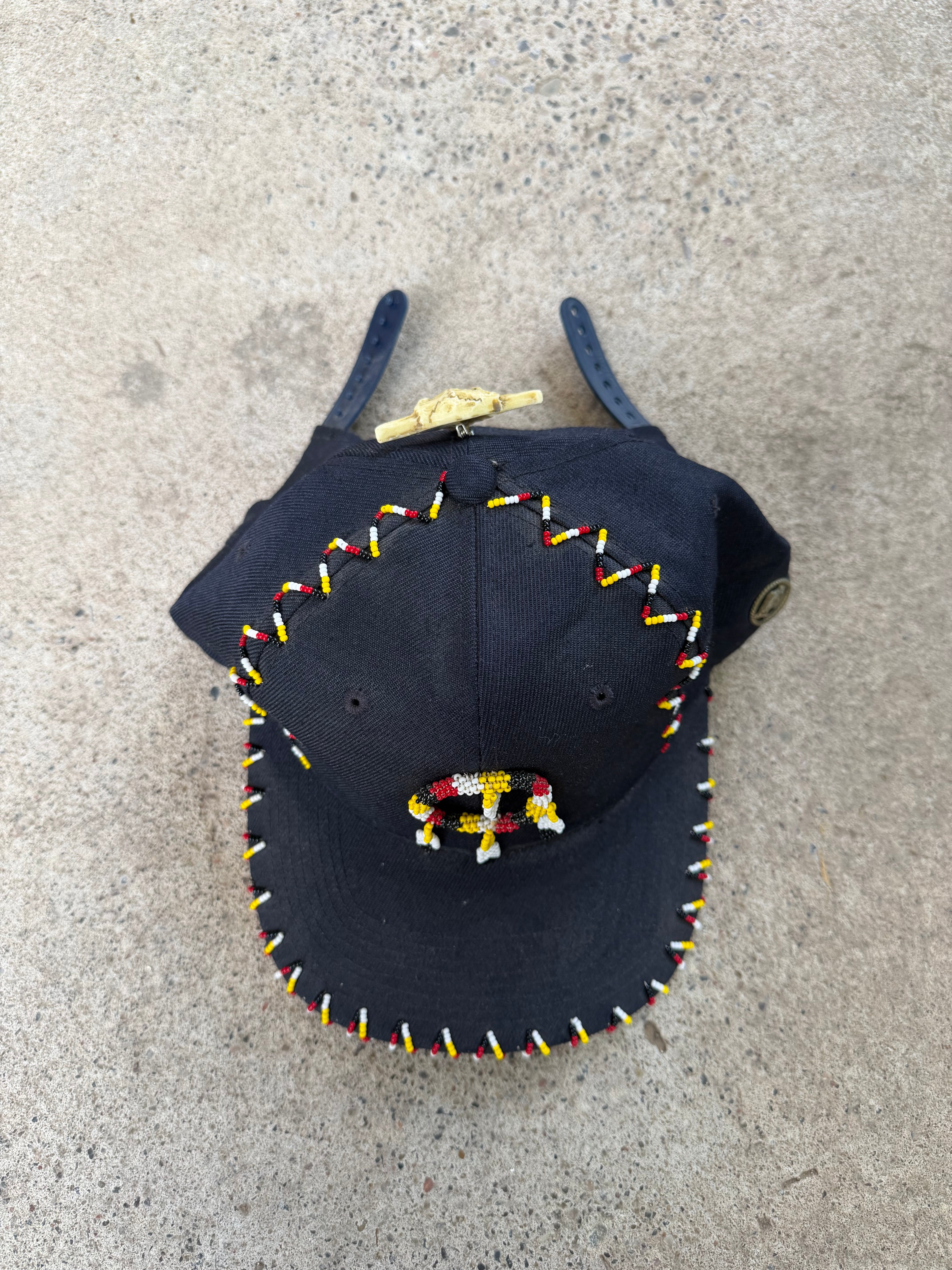 Vintage Native American Indigenous Bead Work Snapback Cap