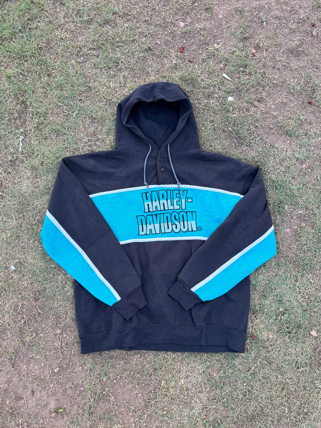 Vintage 90s Harley-Davidson Button Pull-Over Hoodie