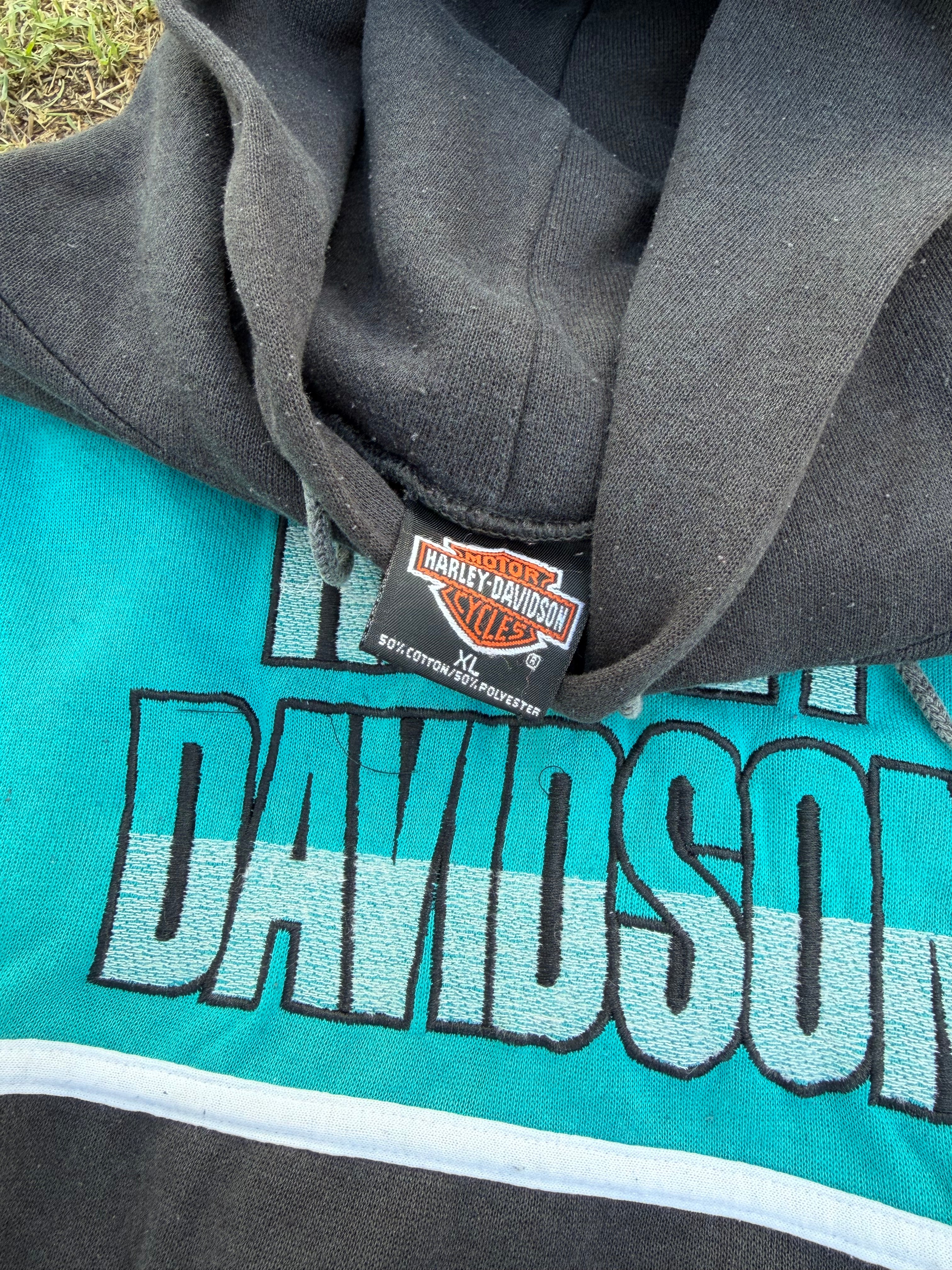 Vintage 90s Harley-Davidson Button Pull-Over Hoodie