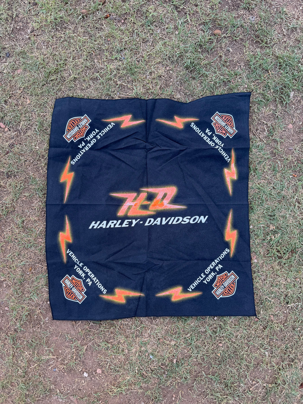 Vintage Harley-Davidson Neon Bolts bandana handkerchief