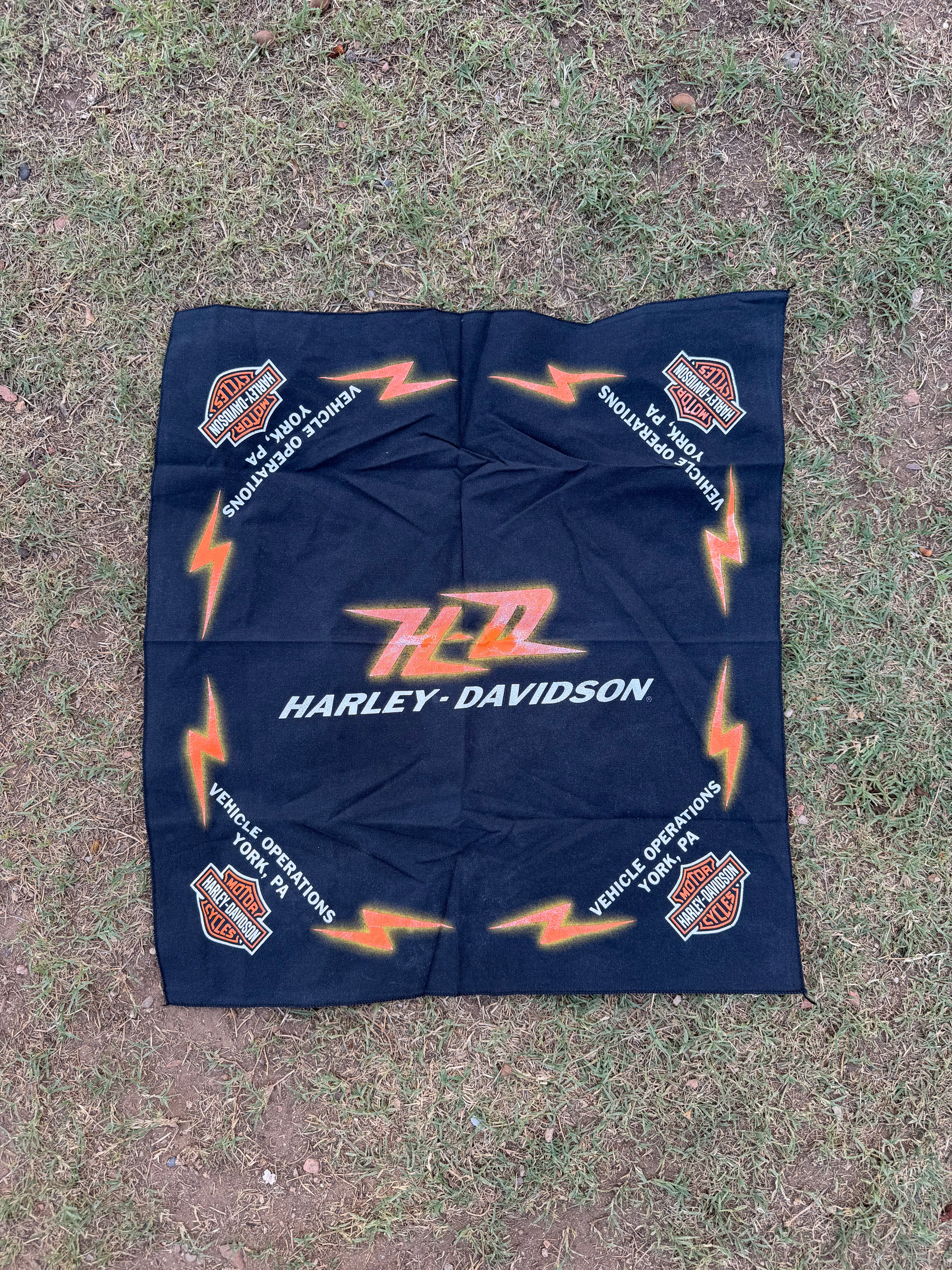 Vintage Harley-Davidson Neon Bolts bandana handkerchief