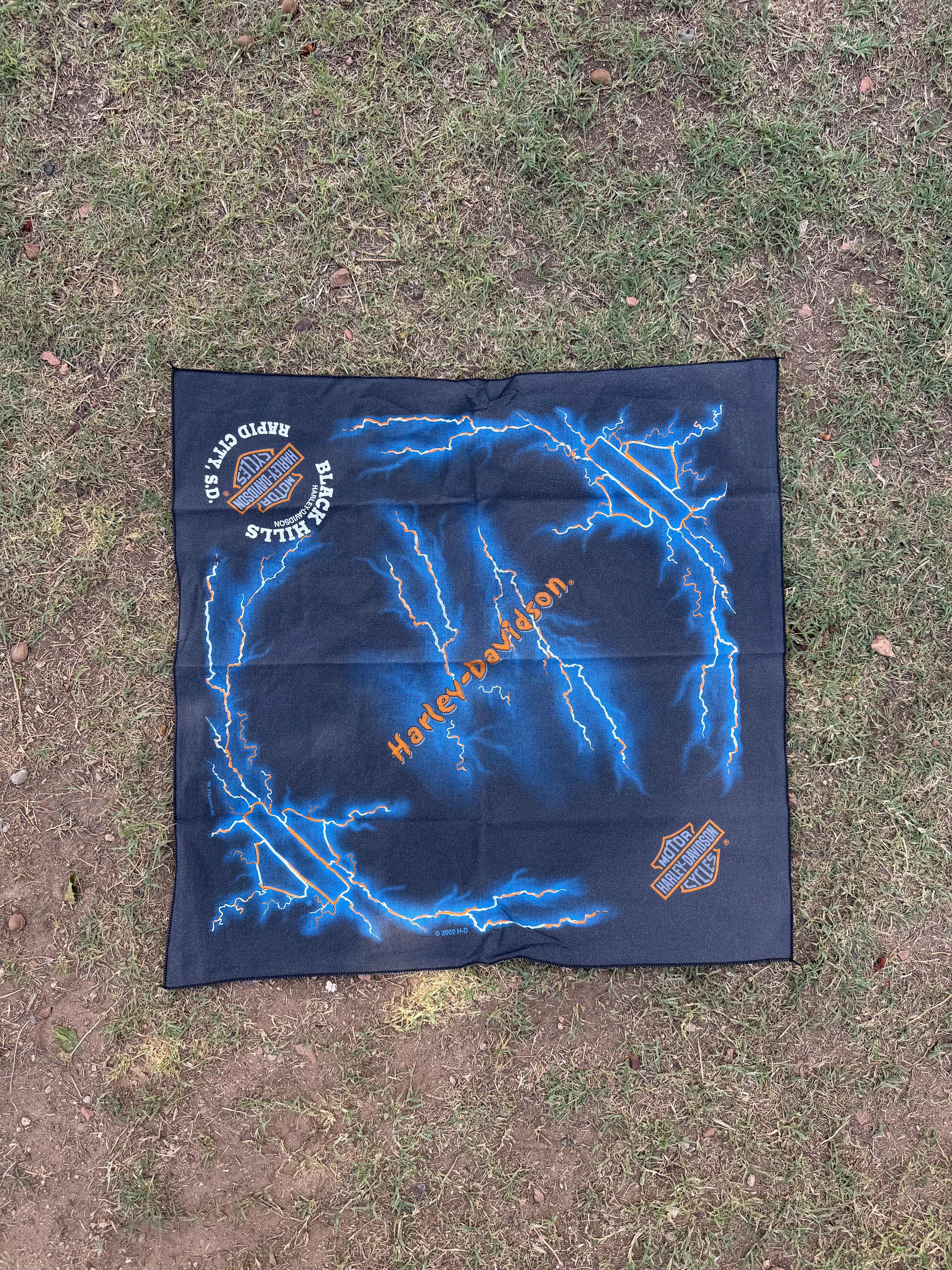Vintage Harley-Davidson Lightning Bolts Bandana Handkerchief