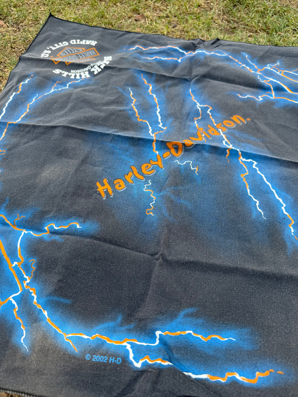 Vintage Harley-Davidson Lightning Bolts Bandana Handkerchief
