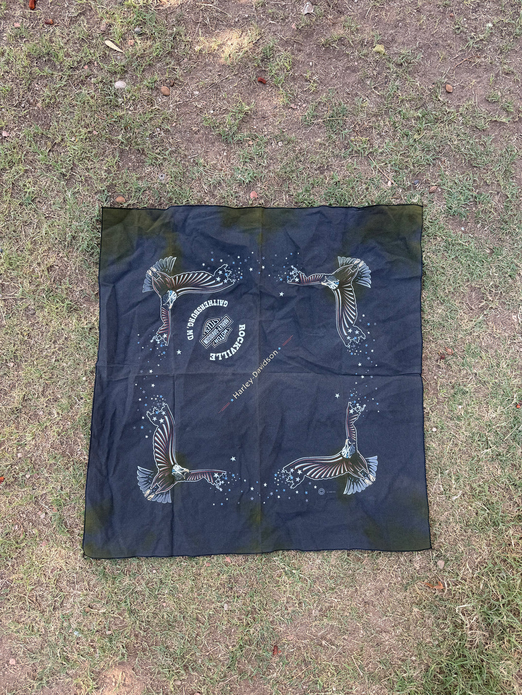 Vintage 1992 Harley-Davidson Eagle Star Wings Bandana Handkerchief