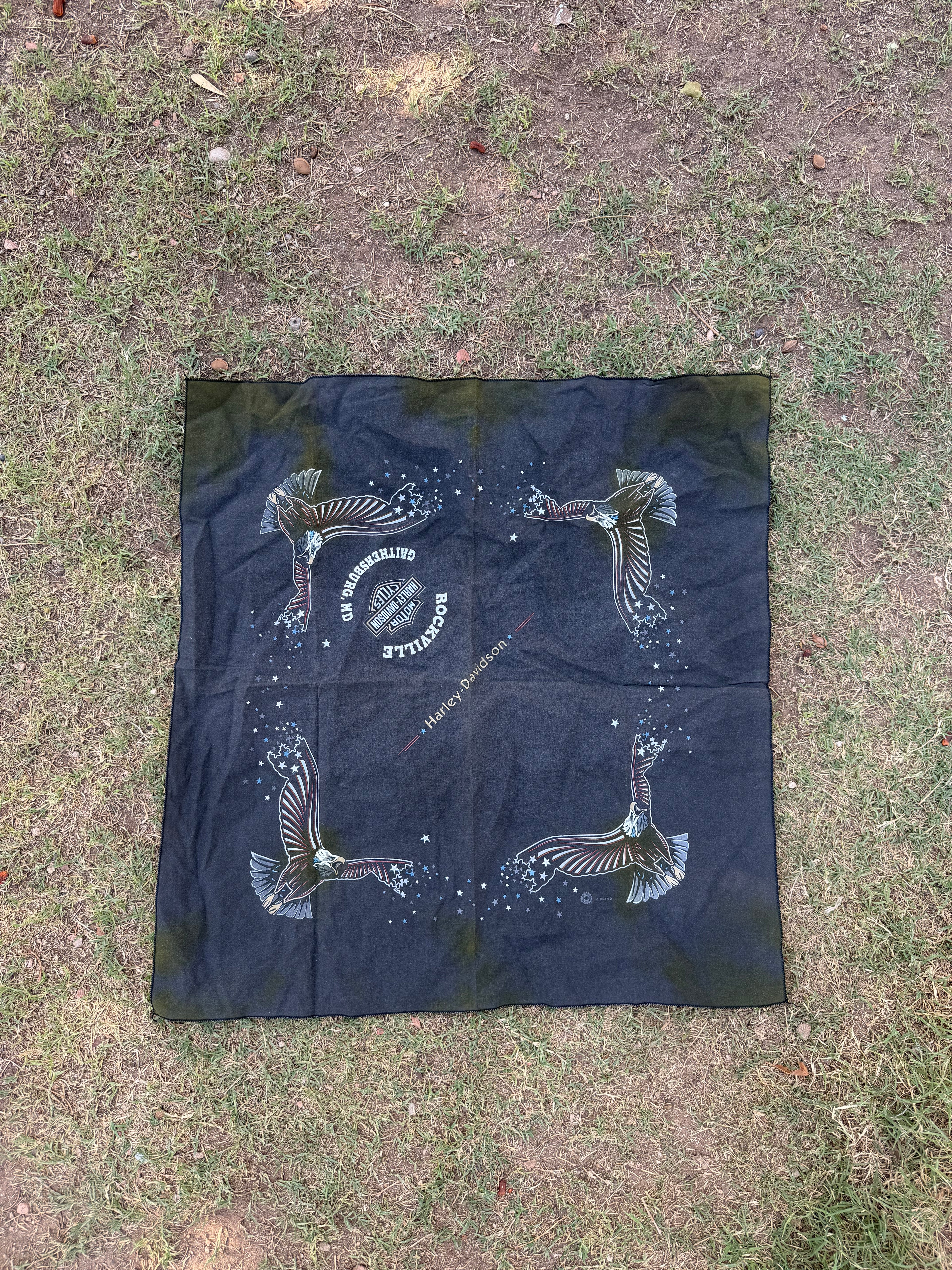 Vintage 1992 Harley-Davidson Eagle Star Wings Bandana Handkerchief