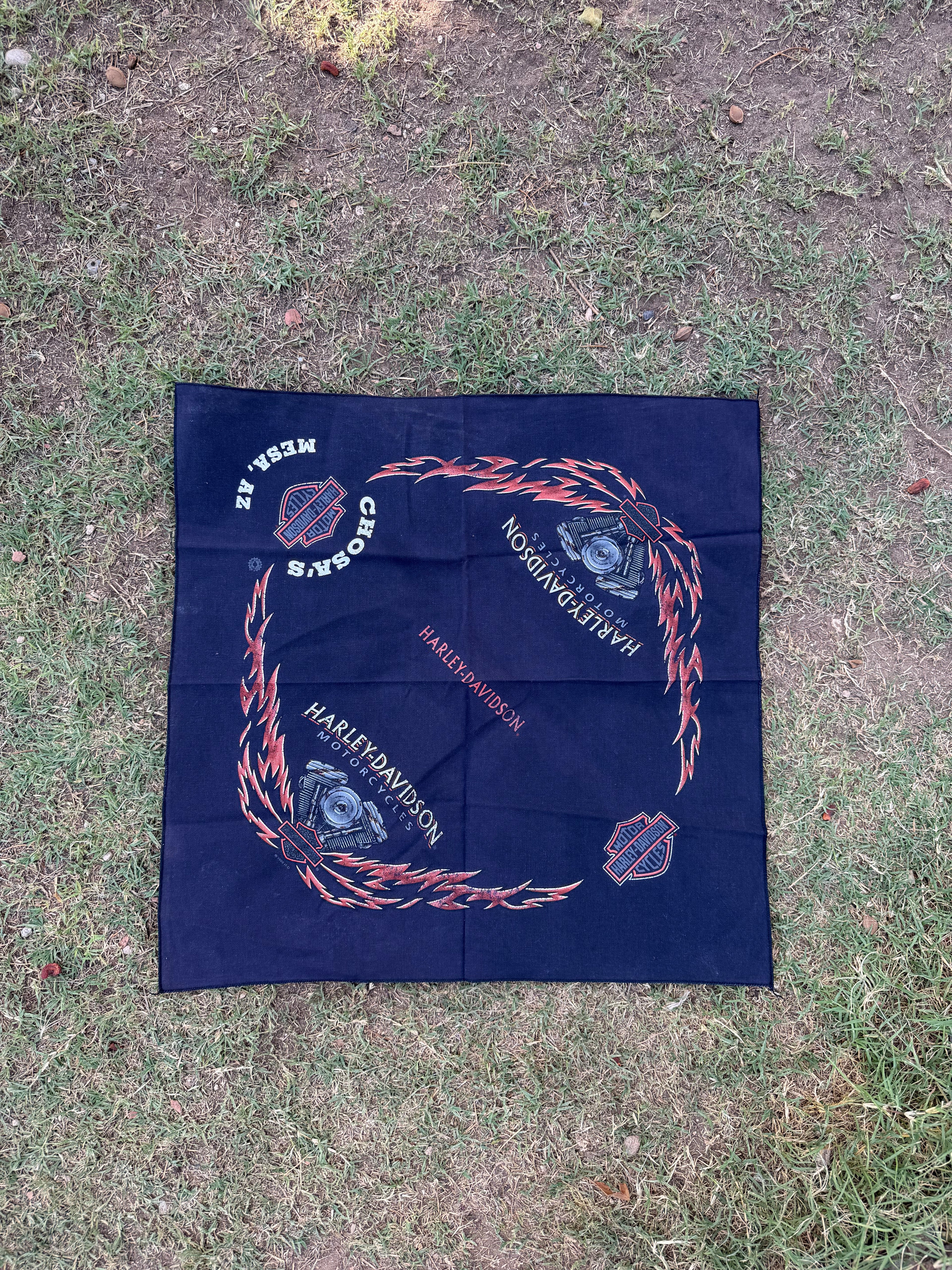 Vintage Harley-Davidson Motorcycles Winged Flames Bandana Handkerchief
