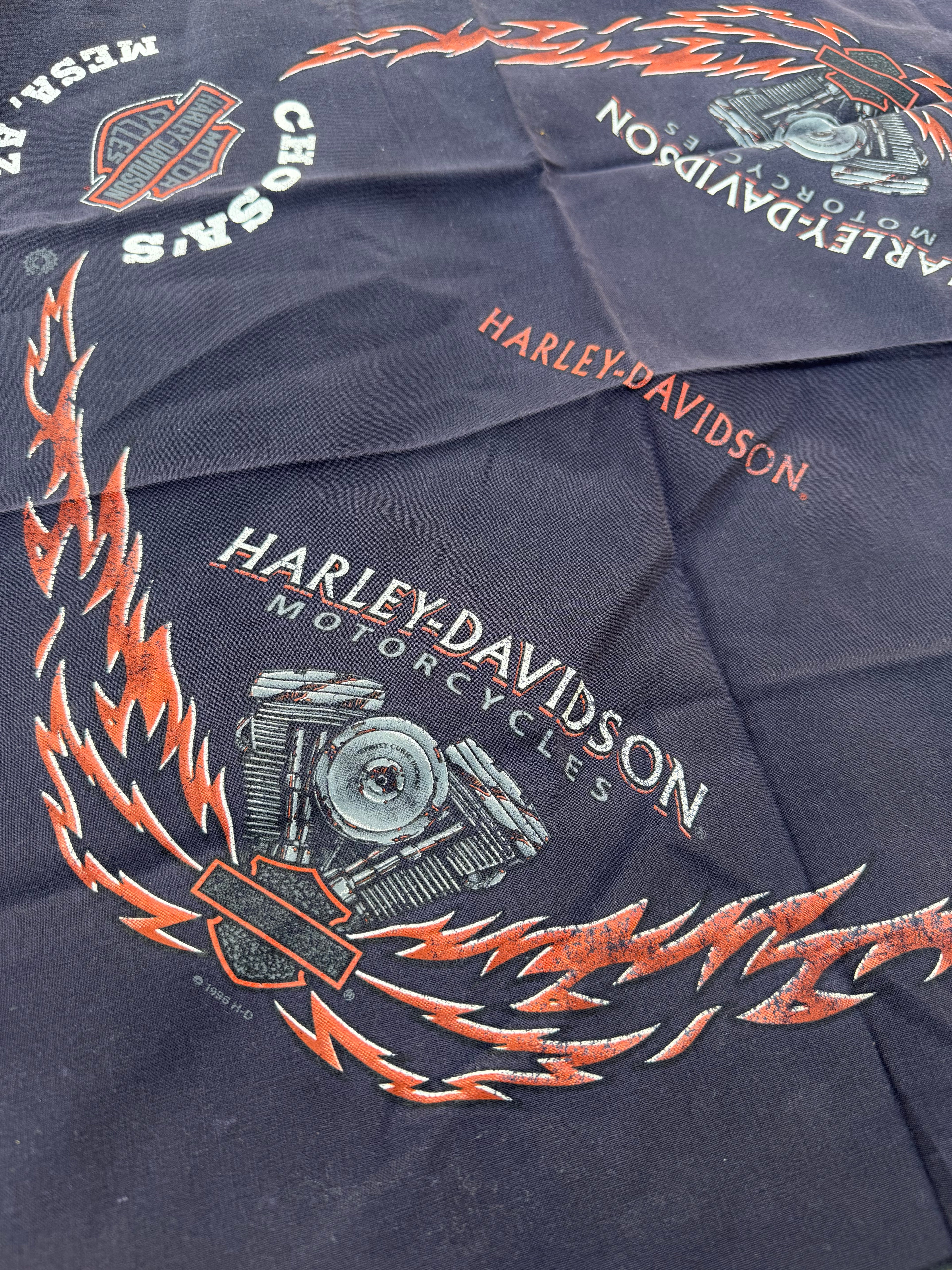 Vintage Harley-Davidson Motorcycles Winged Flames Bandana Handkerchief