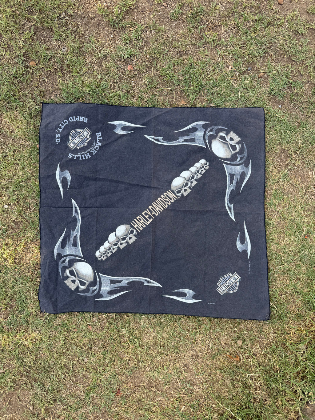 Vintage Harley-Davidson Y2K Skull Bandana Handkerchief