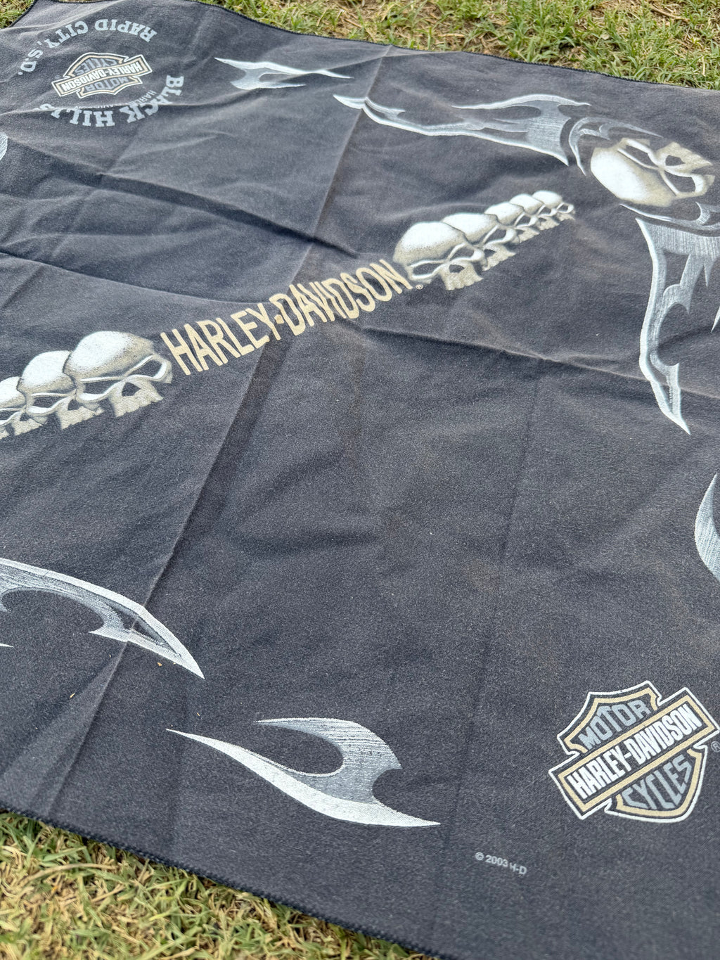 Vintage Harley-Davidson Y2K Skull Bandana Handkerchief