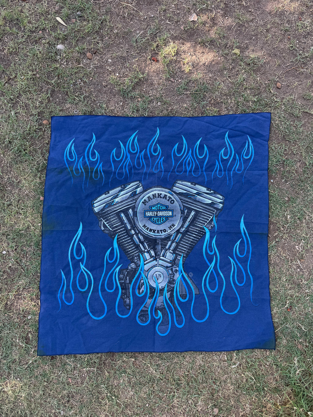 Vintage Harley-Davidson Motor Flames Bandana Handkerchief