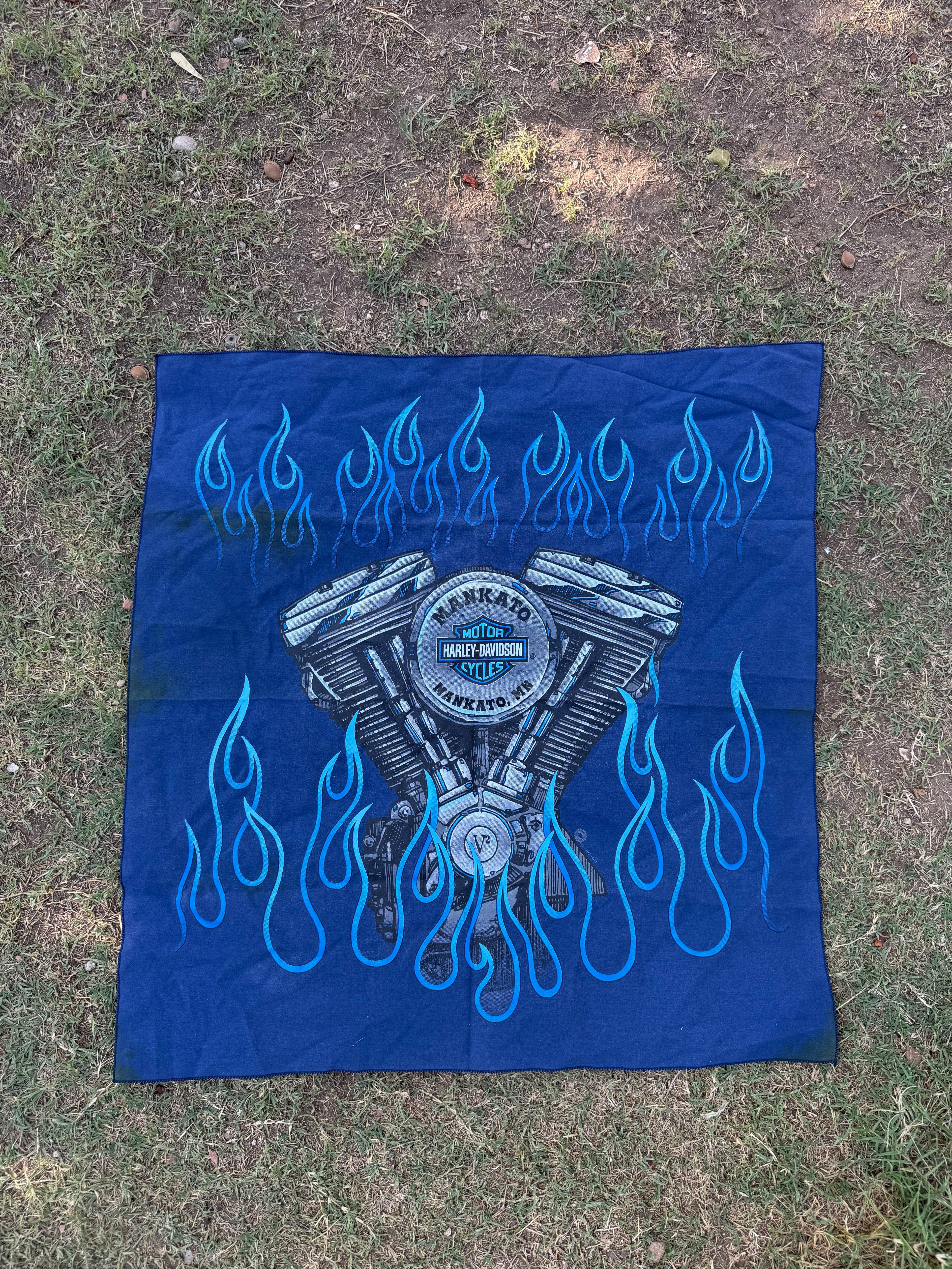 Vintage Harley-Davidson Motor Flames Bandana Handkerchief
