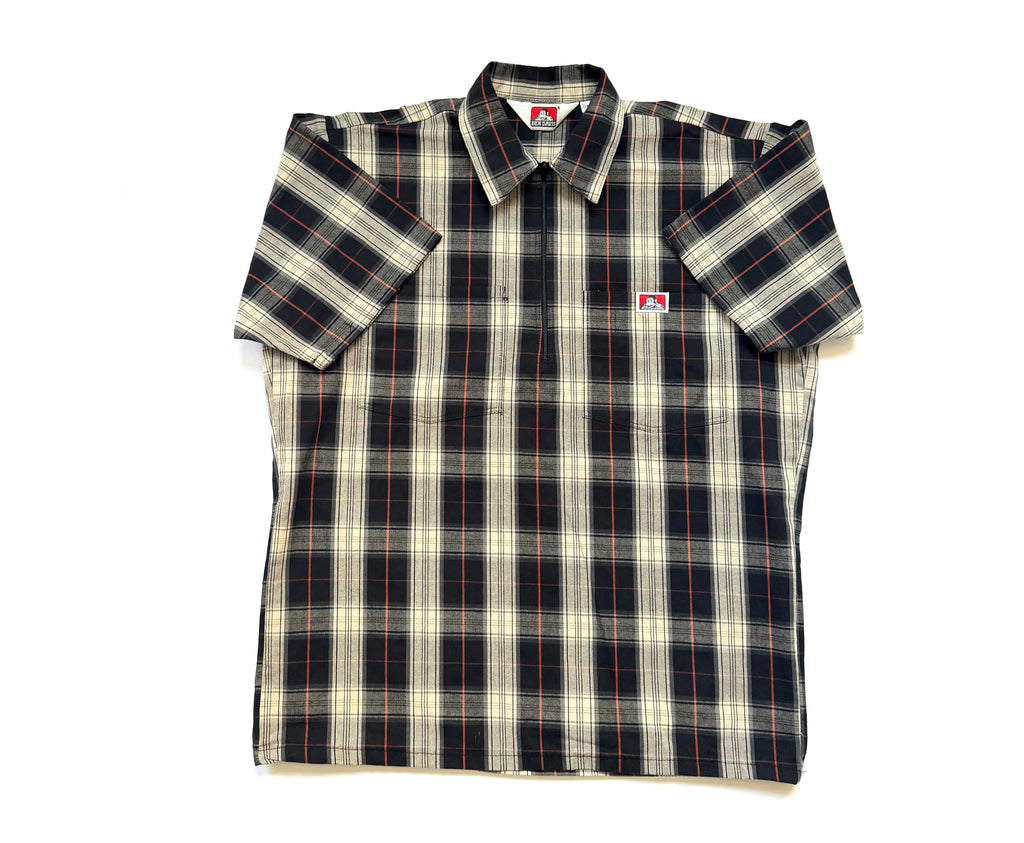 Ben Davis Plaid Half-Zip Work Shirt s/s