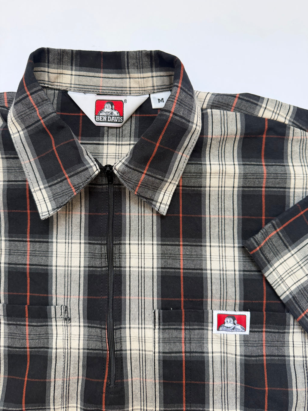 Ben Davis Plaid Half-Zip Work Shirt s/s