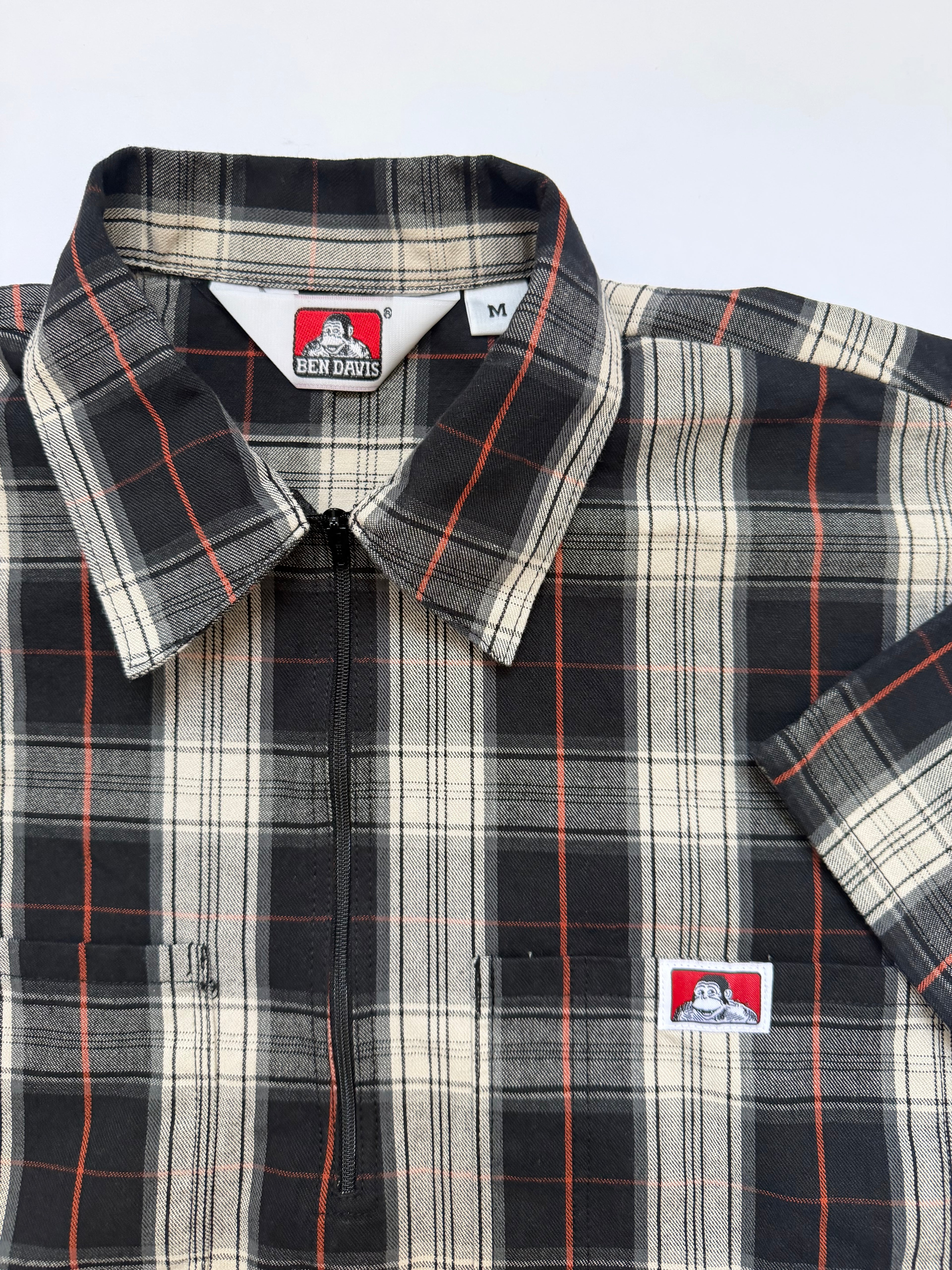 Ben Davis Plaid Half-Zip Work Shirt s/s
