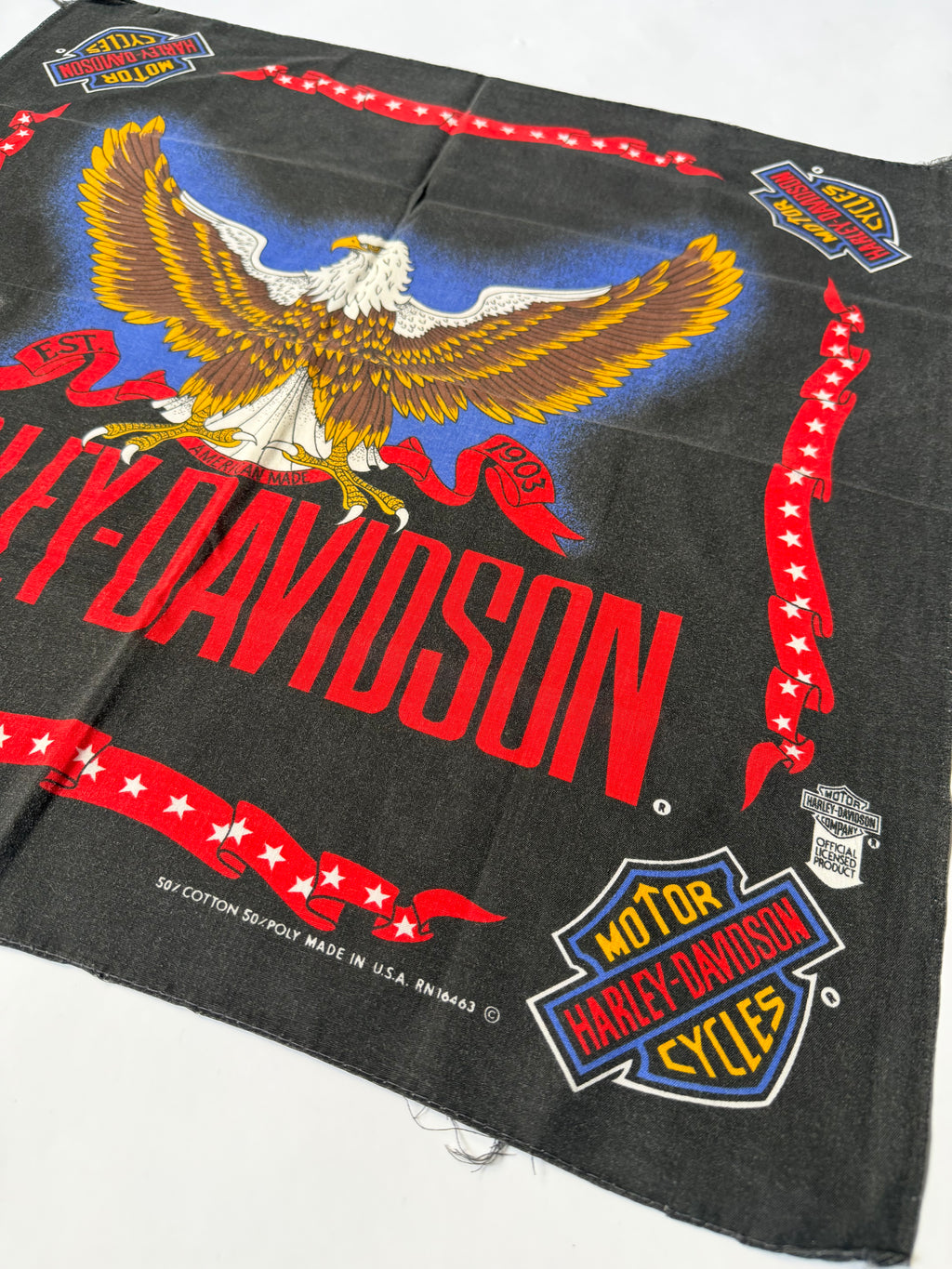 Vintage Harley-Davidson Eagle Open Wings est. 1903 bandana handkerchief