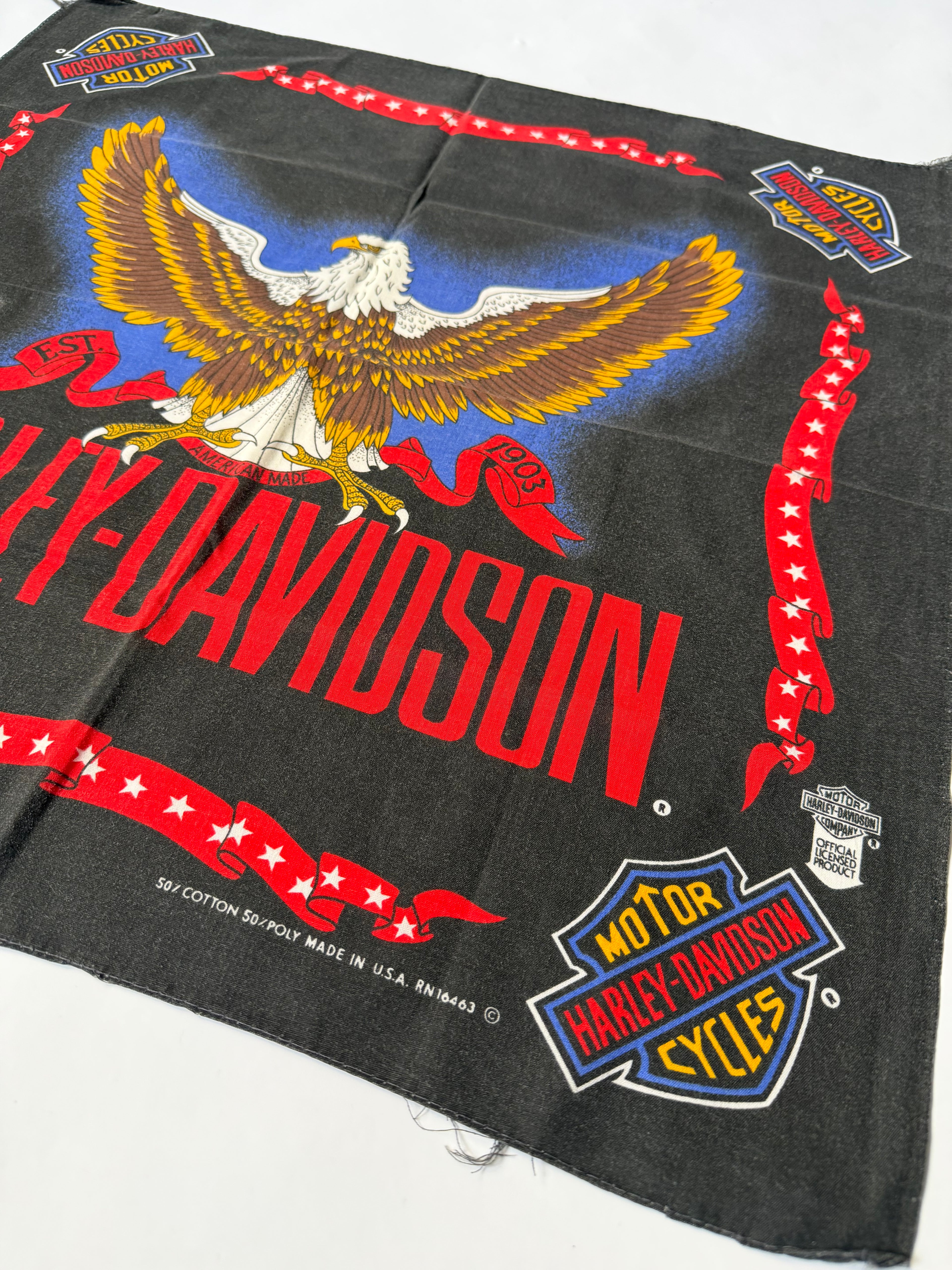Vintage Harley-Davidson Eagle Open Wings est. 1903 bandana handkerchief