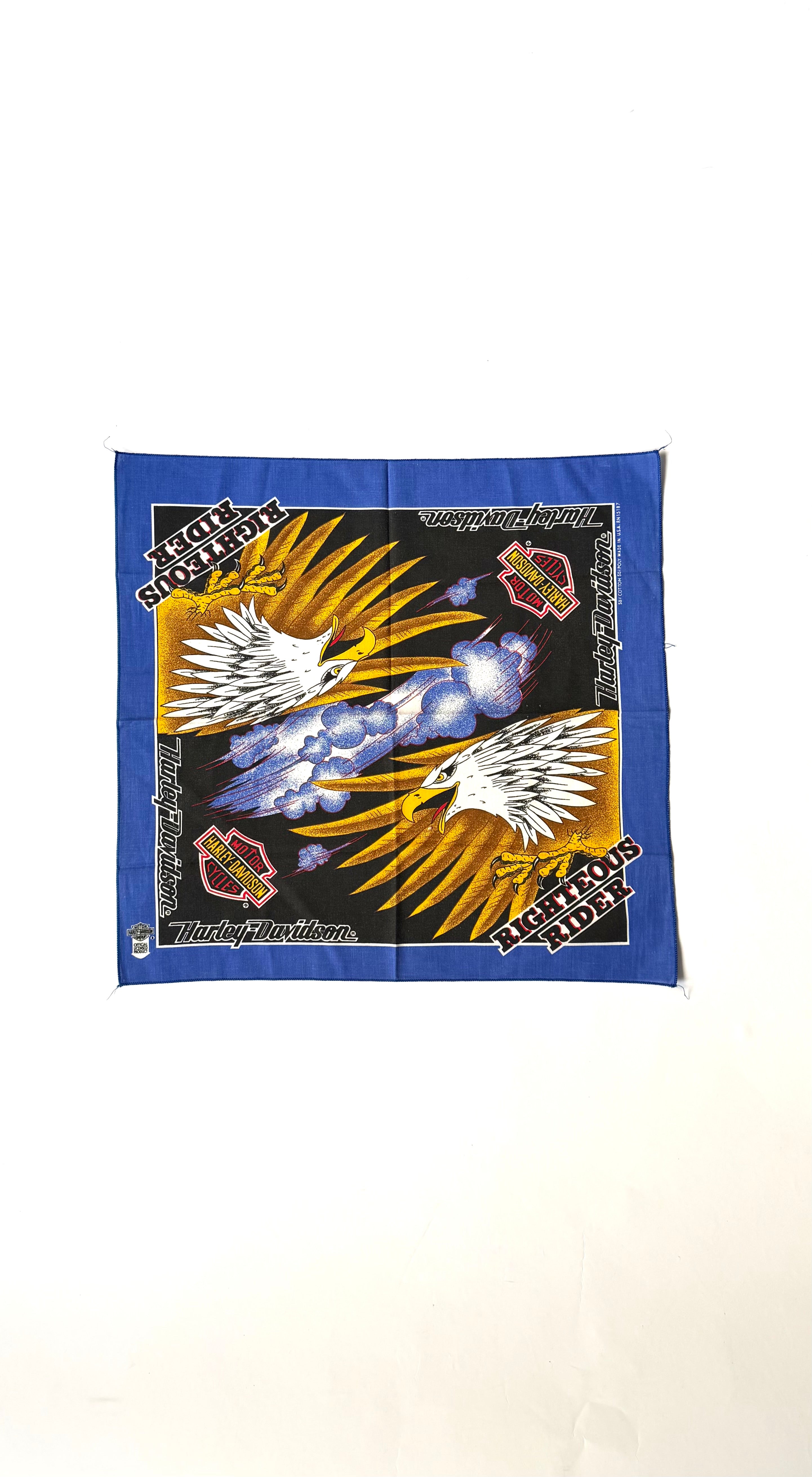 Vintage Harley-Davidson Righteous Rider Eagle Bandana Handkerchief