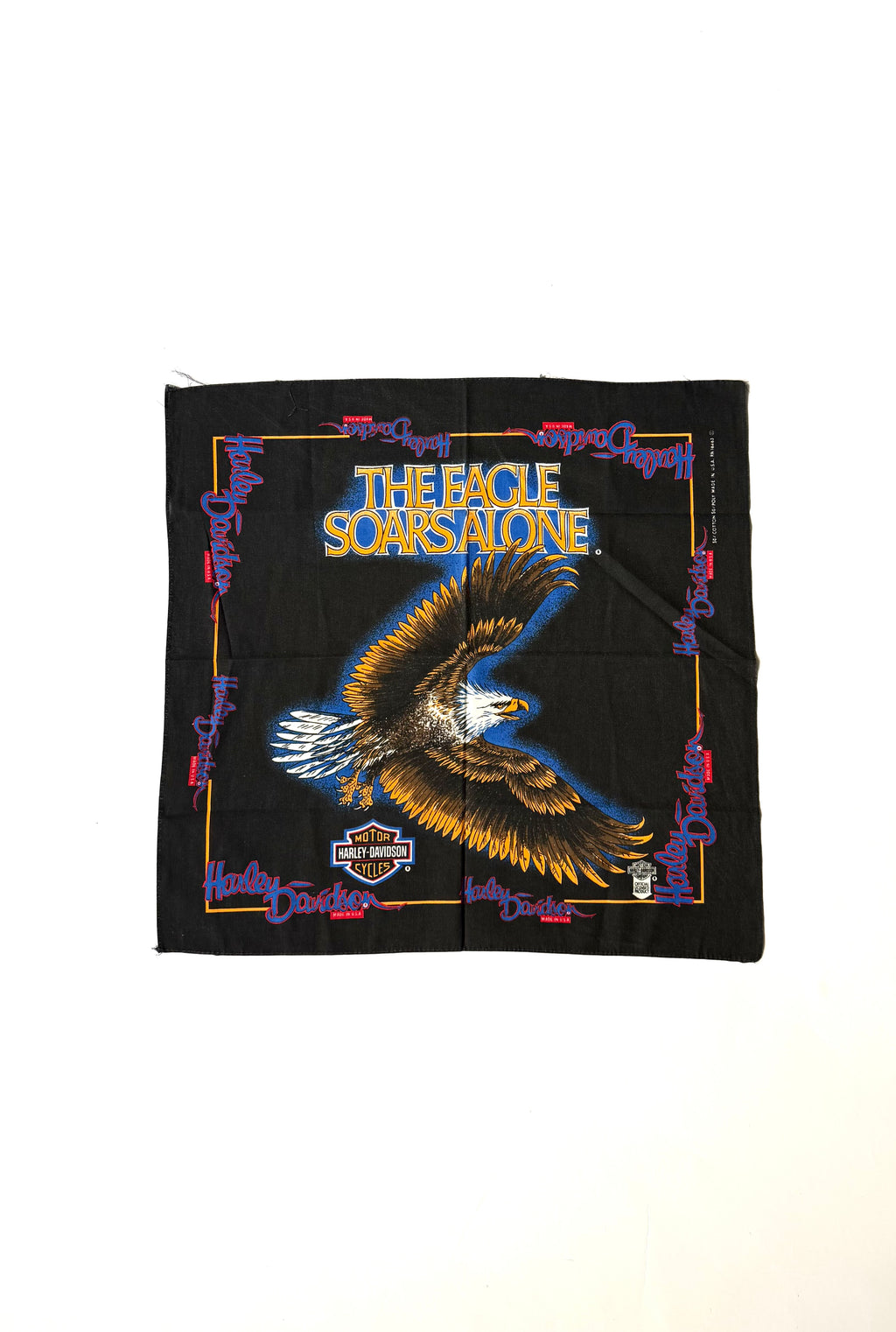 Vintage Harley-Davidson THE EAGLE SOARS ALONE bandana handkerchief