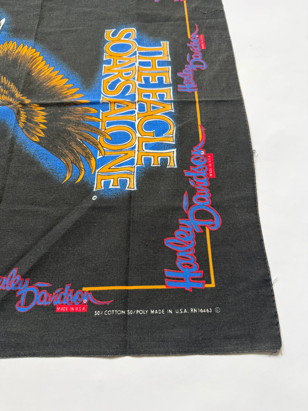 Vintage Harley-Davidson THE EAGLE SOARS ALONE bandana handkerchief
