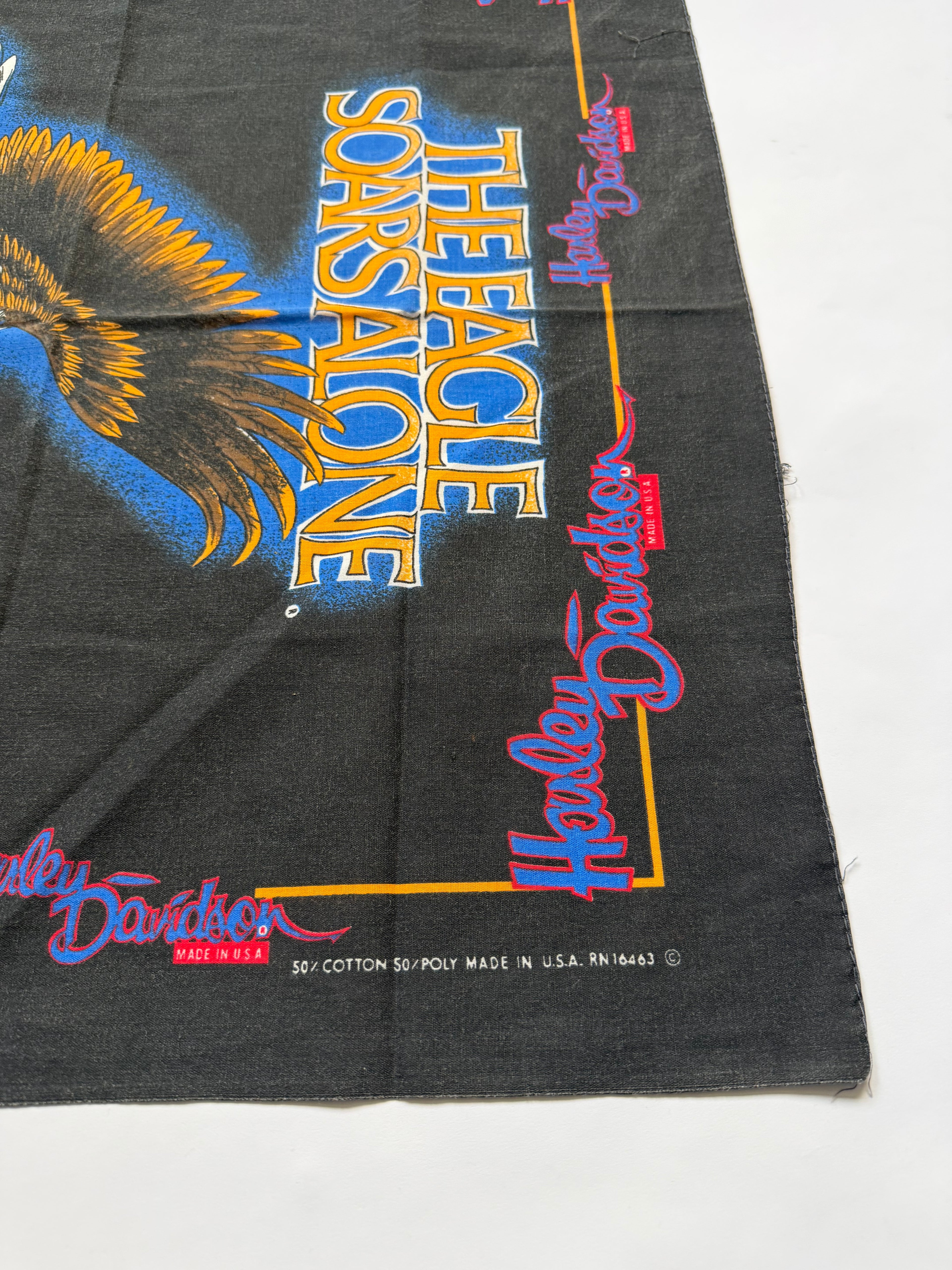 Vintage Harley-Davidson THE EAGLE SOARS ALONE bandana handkerchief