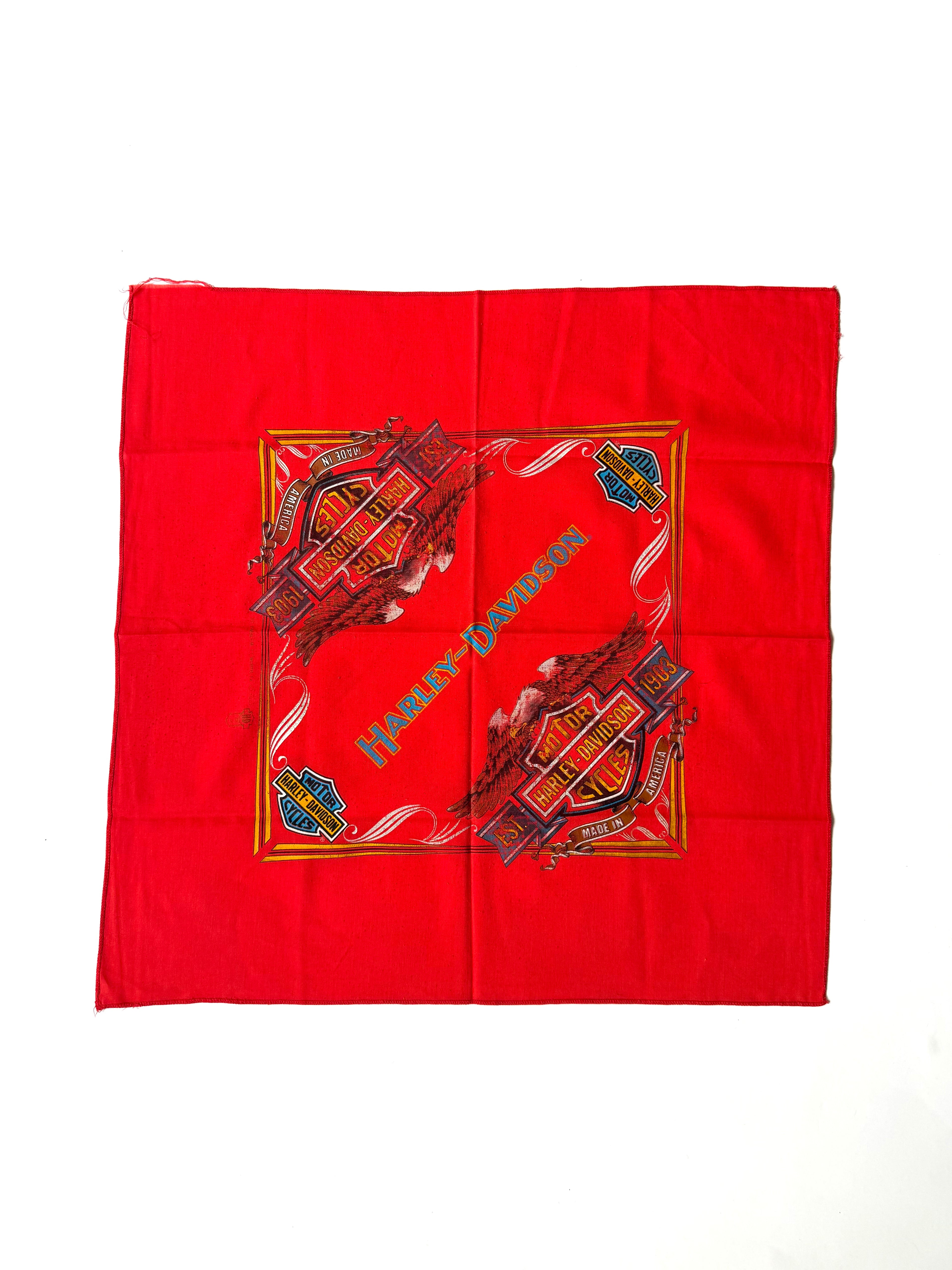 Vintage Harley-Davidson 3-D Emblem Bandana Handkerchief (red)