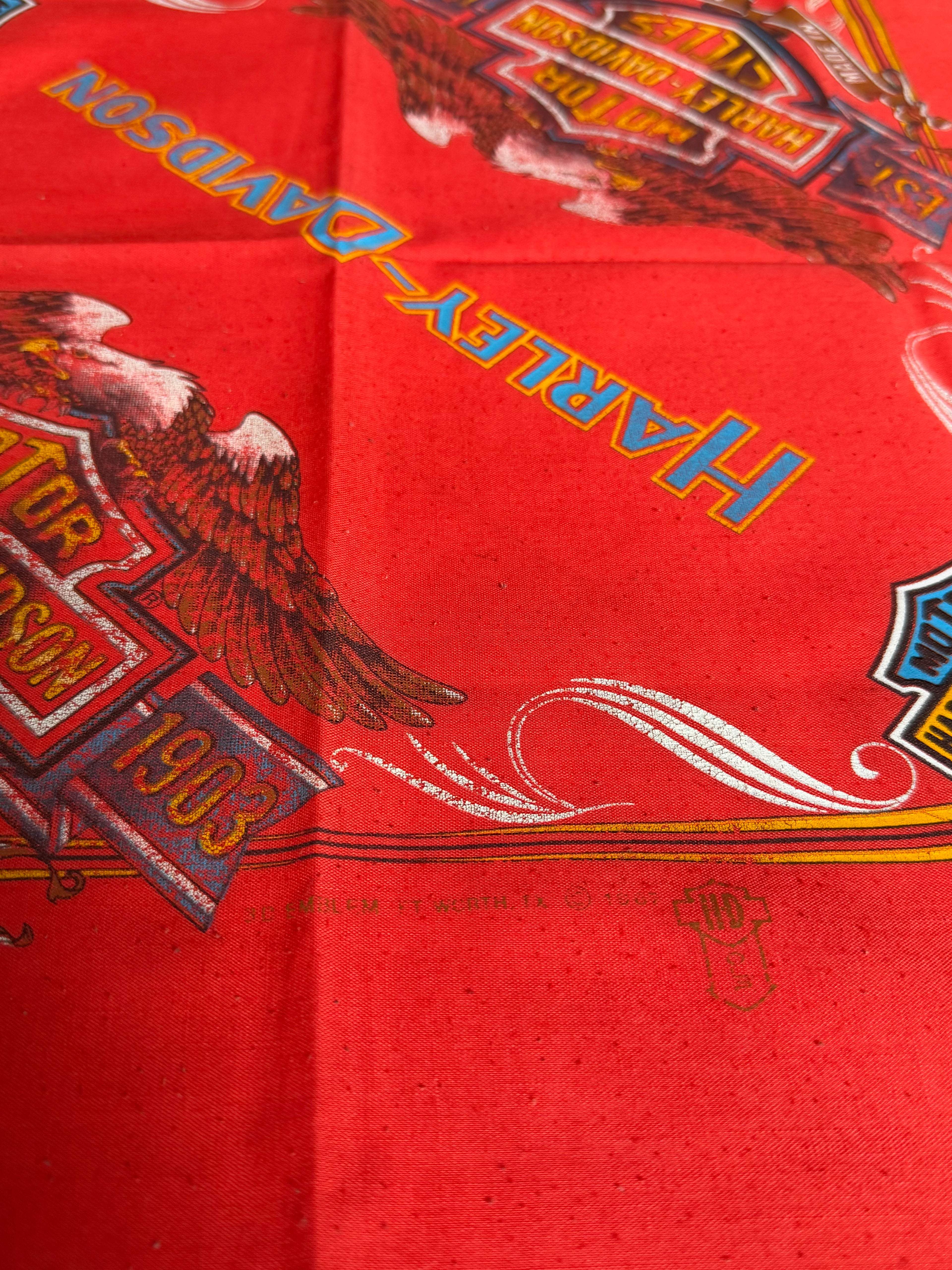 Vintage Harley-Davidson 3-D Emblem Bandana Handkerchief (red)