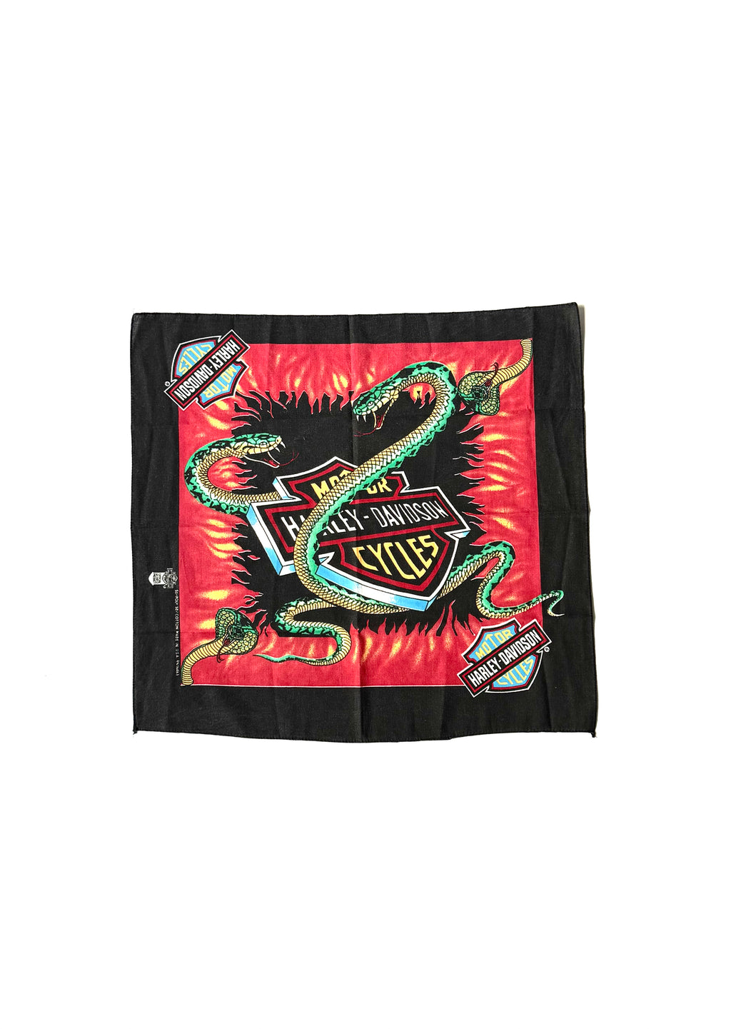 Vintage Harley-Davidson Snakes and Shield print Bandana Handkerchief