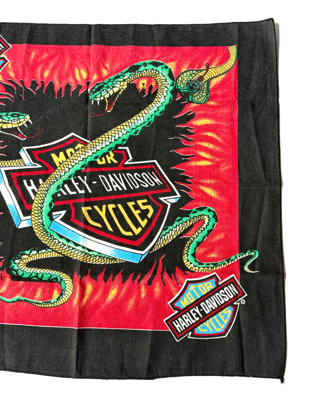 Vintage Harley-Davidson Snakes and Shield print Bandana Handkerchief