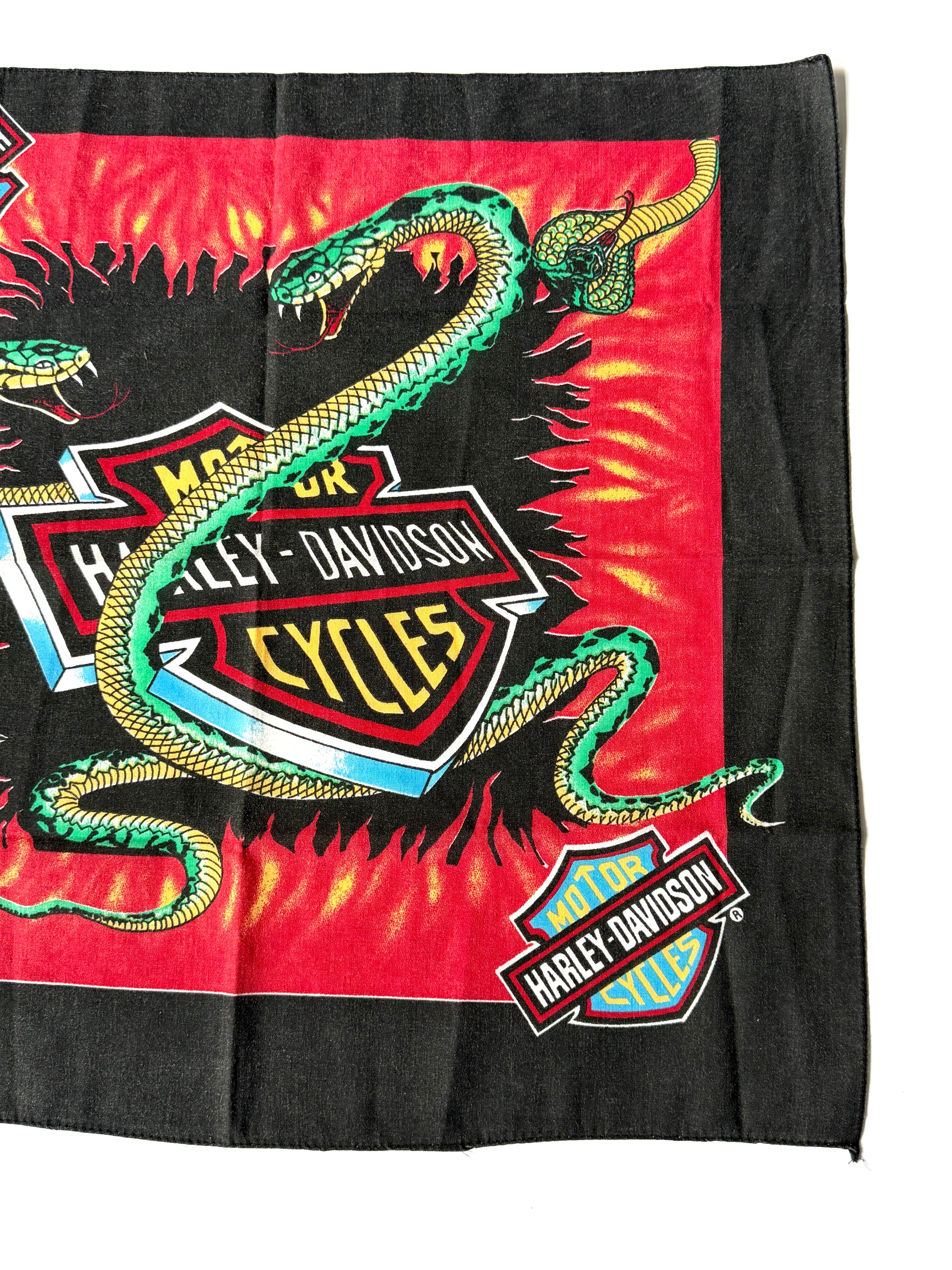 Vintage Harley-Davidson Snakes and Shield print Bandana Handkerchief