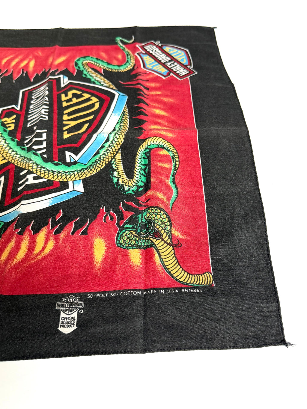 Vintage Harley-Davidson Snakes and Shield print Bandana Handkerchief