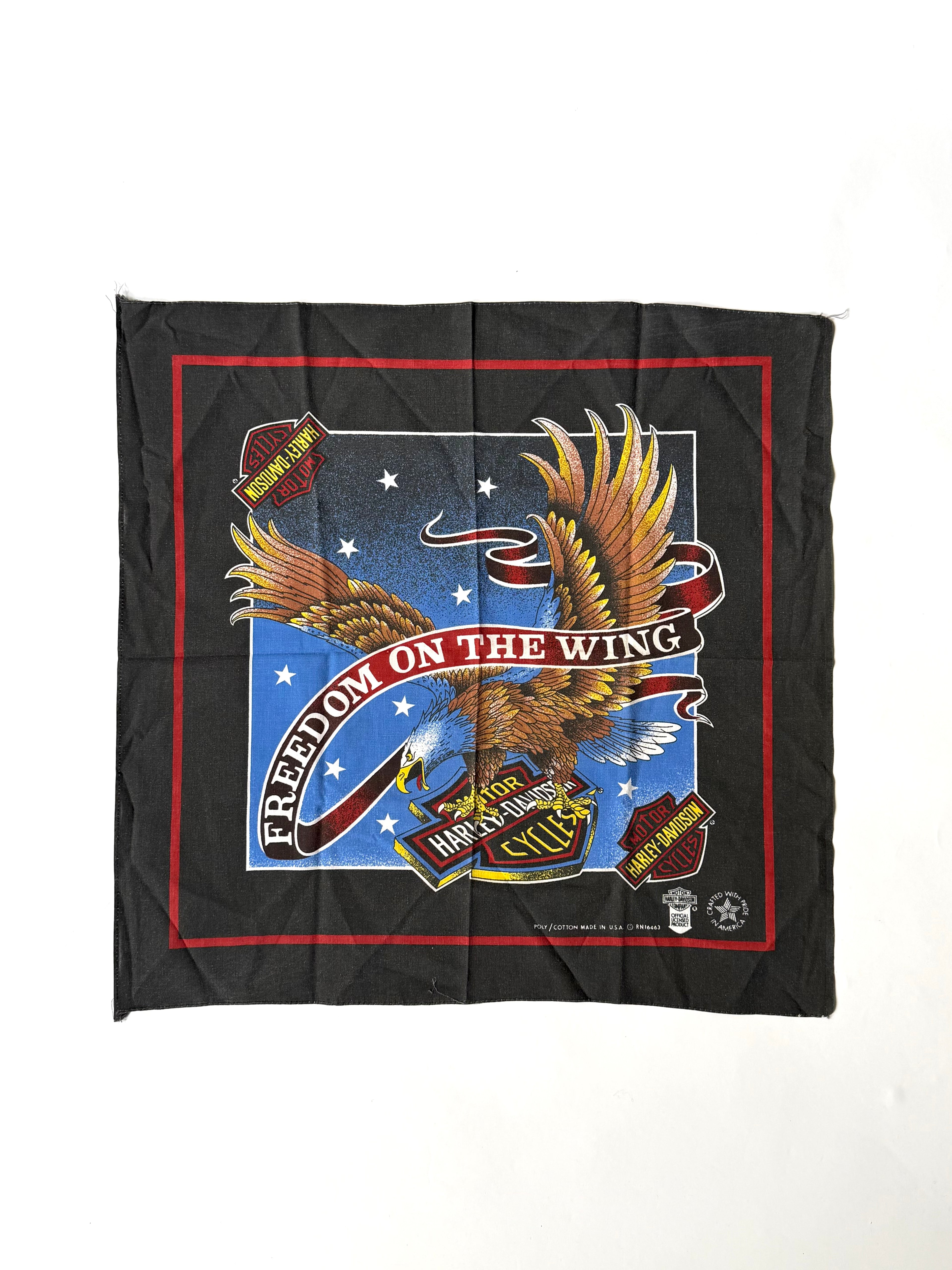 Vintage Harley-Davidson "FREEDOM ON THE WING" Eagle print Bandana Handkerchief