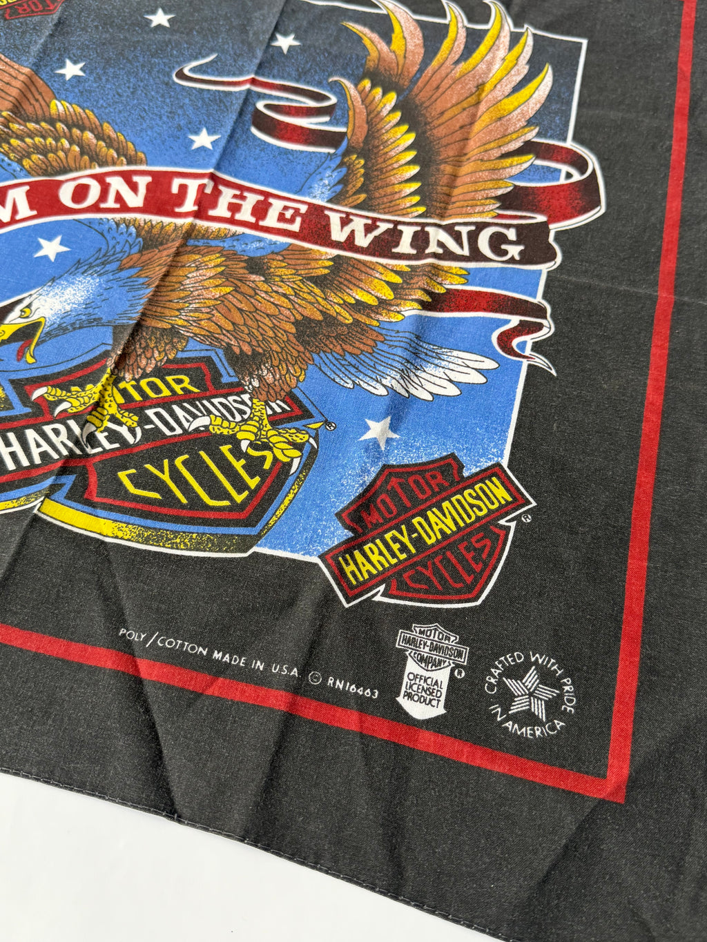 Vintage Harley-Davidson "FREEDOM ON THE WING" Eagle print Bandana Handkerchief