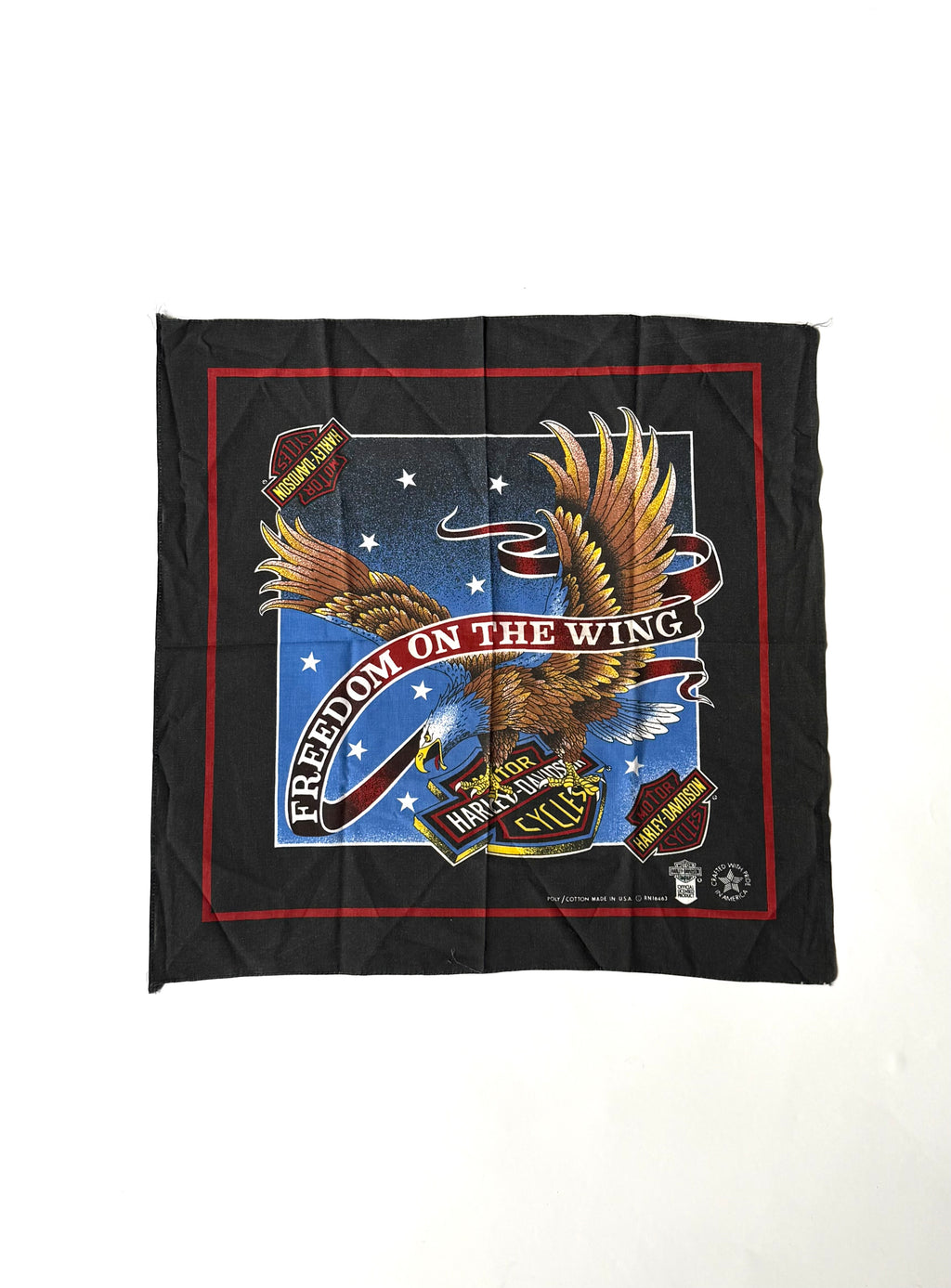 Vintage Harley-Davidson "FREEDOM ON THE WING" Eagle print Bandana Handkerchief