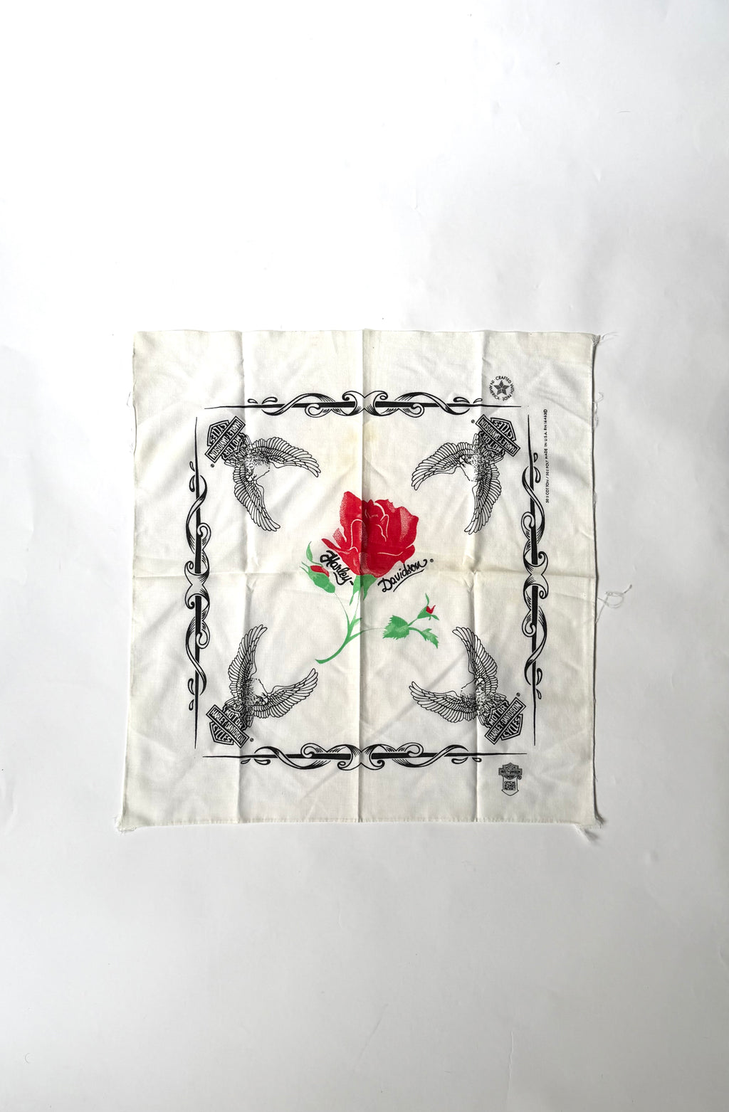 Vintage Harley-Davidson ROSE print Bandana Handkerchief