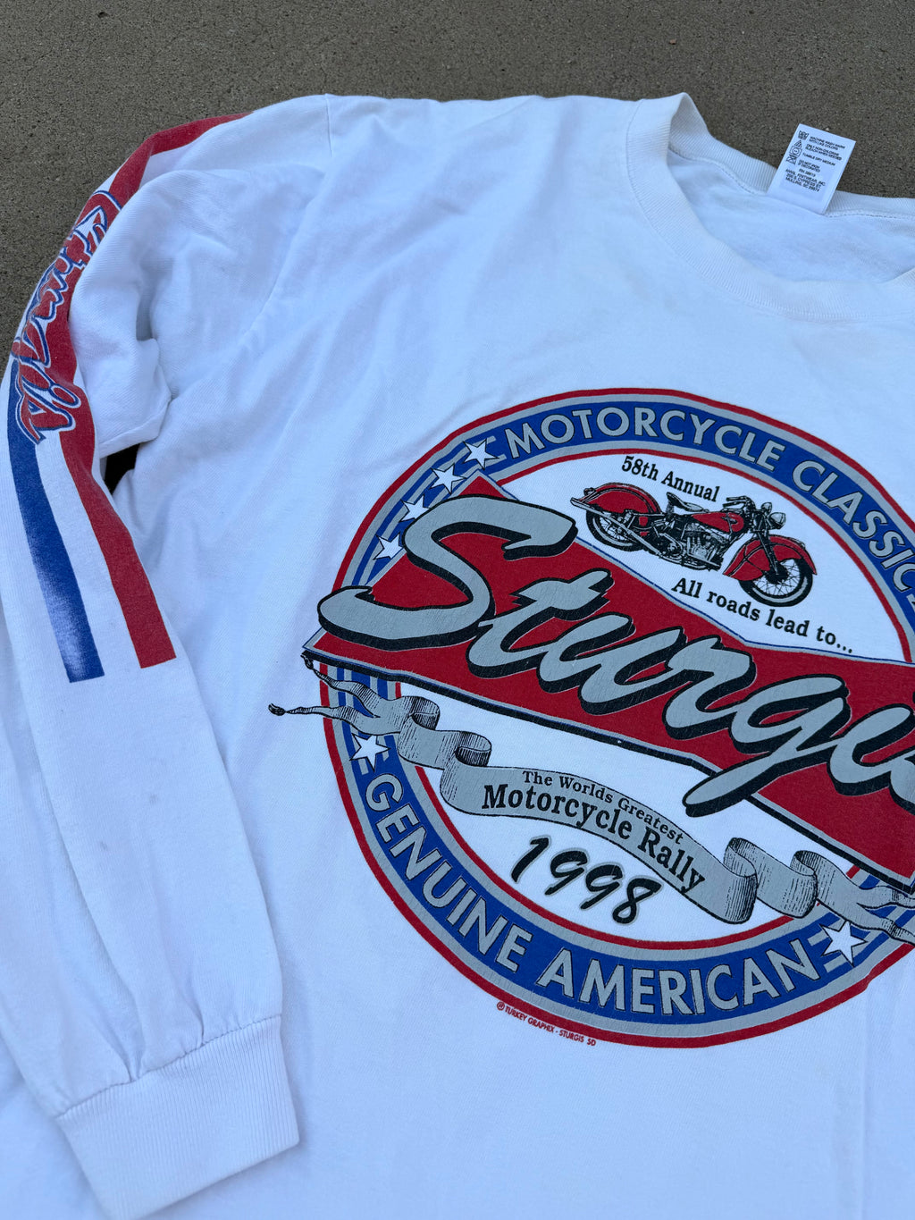 Vintage 1998 Sturgis Motorcycle l/s Red White & Blue