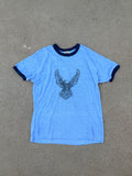 Vintage Harley-Davidson Eagle Shield Logo Ringer Tee Blue XL