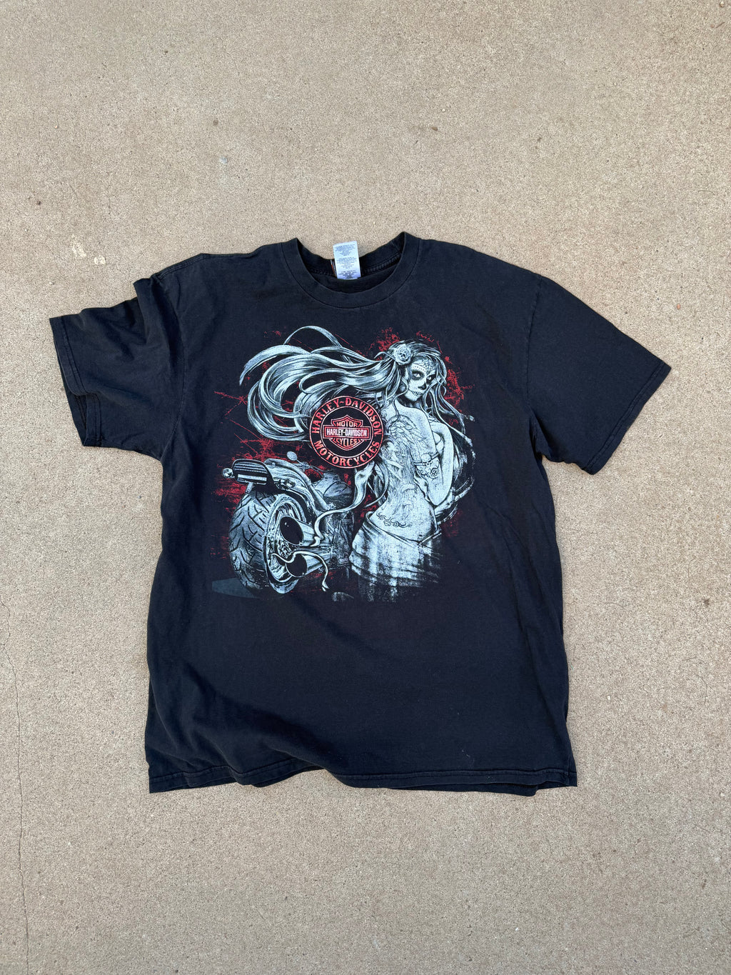 Vintage Harley-Davidson Sugar Skull Girl Motorcycle Tee XL