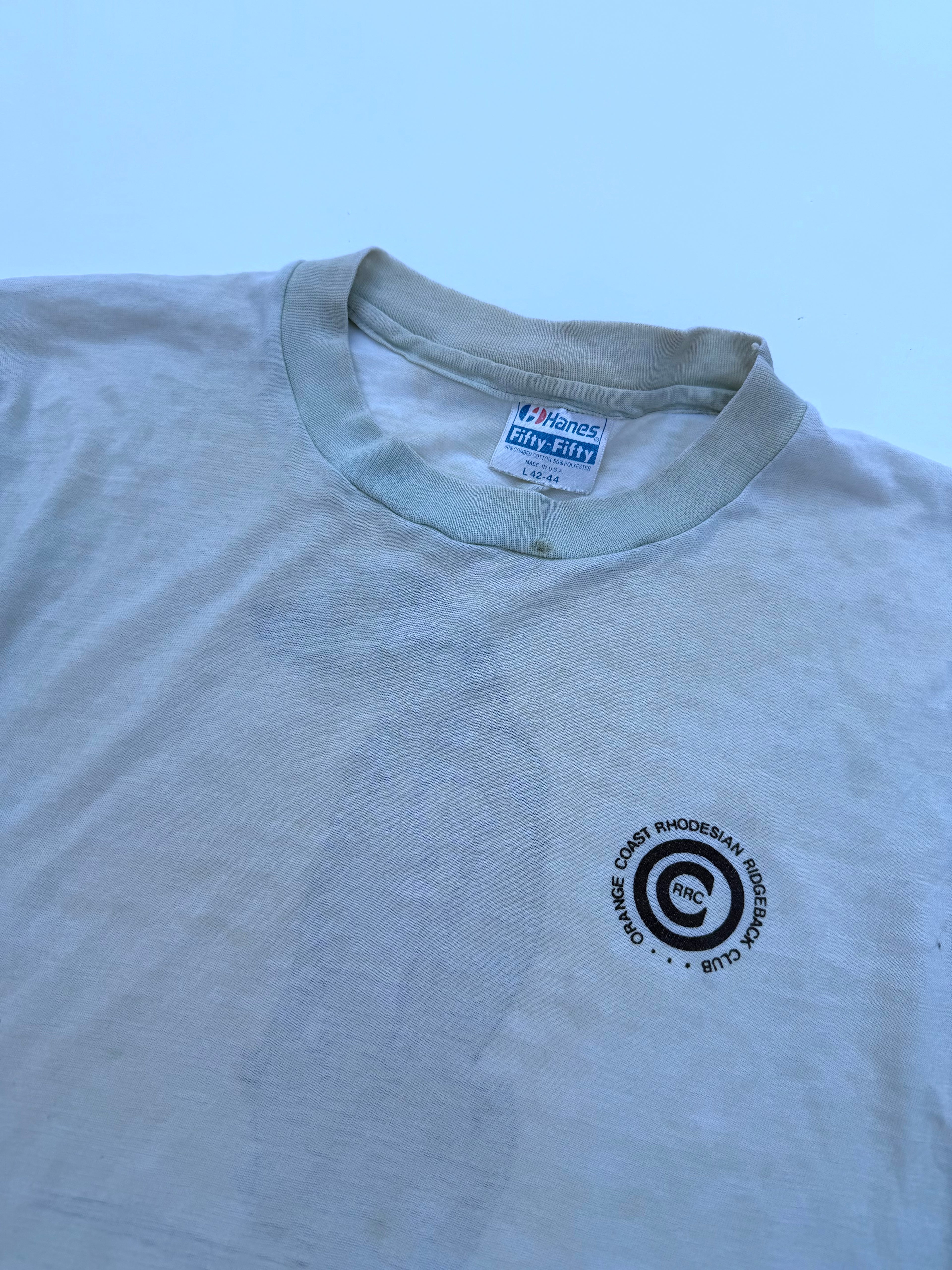 Vintage 80s Orange Coast Rhodesian Ridgeback Club tee sz Lrg