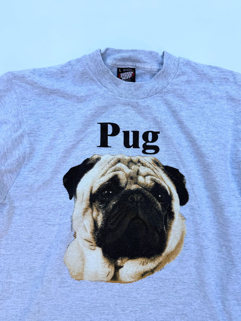 Vintage "PUG" dog tee grey size Large