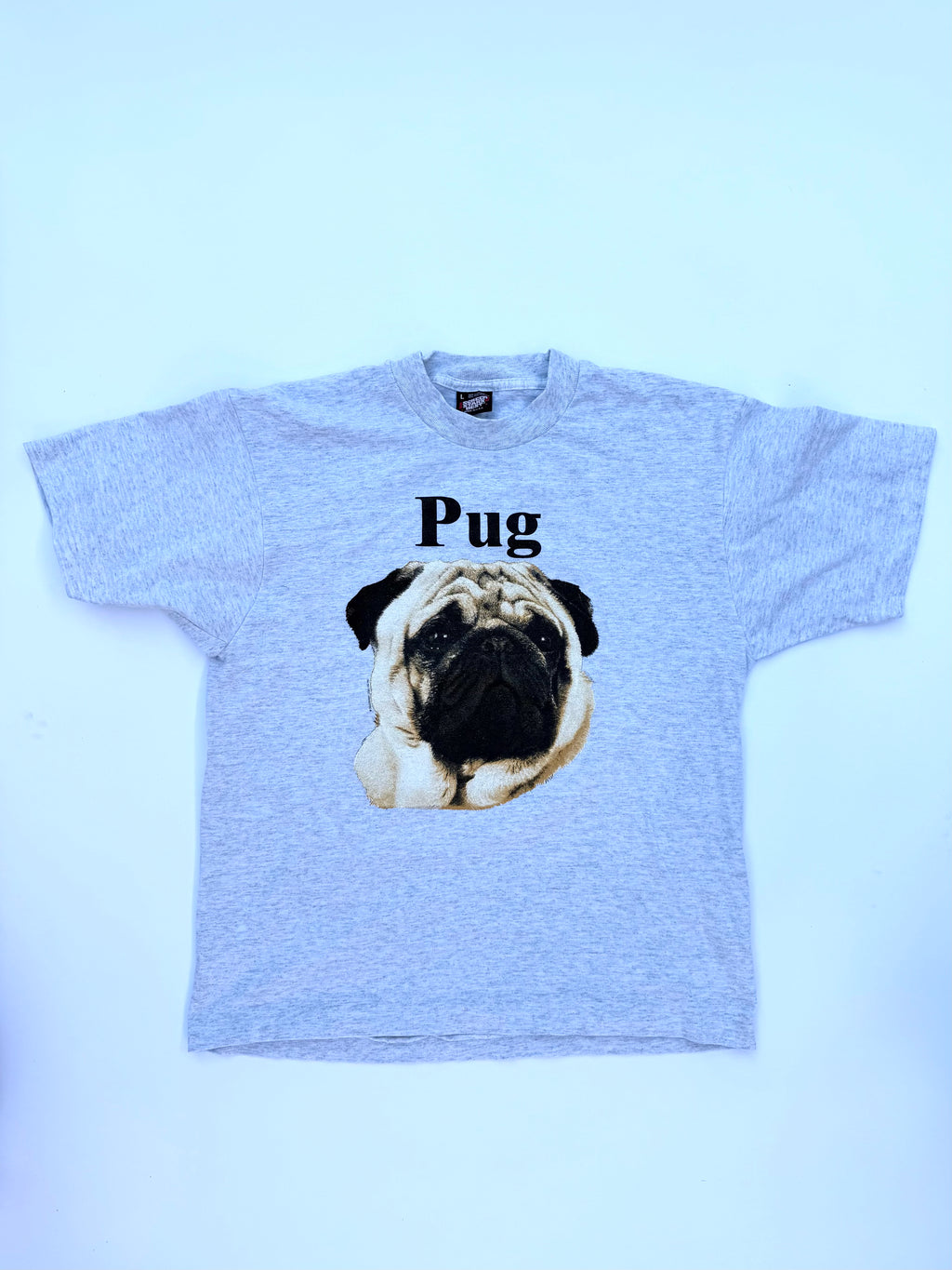 Vintage "PUG" dog tee grey size Large